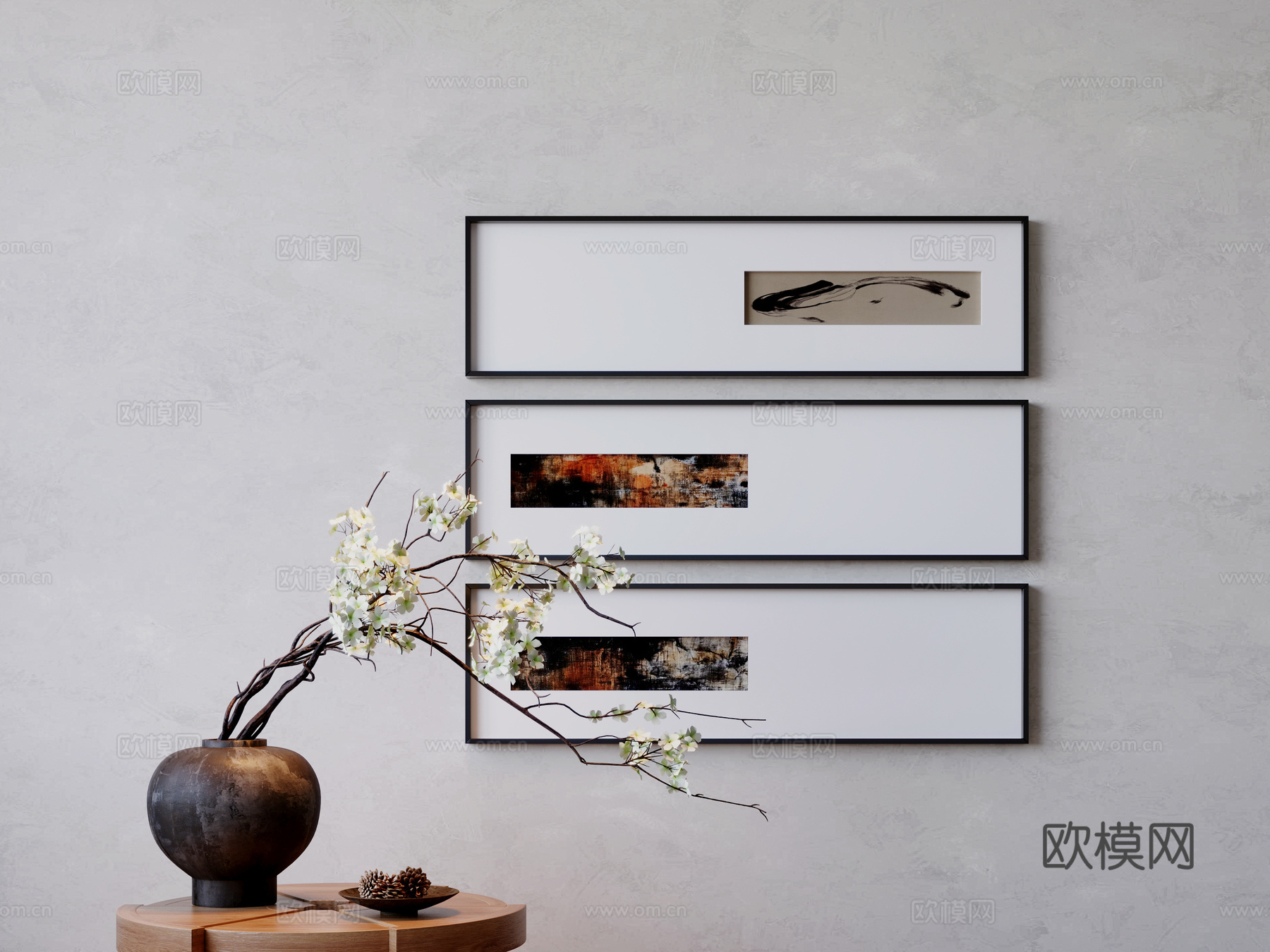 新中式挂画组合3d模型