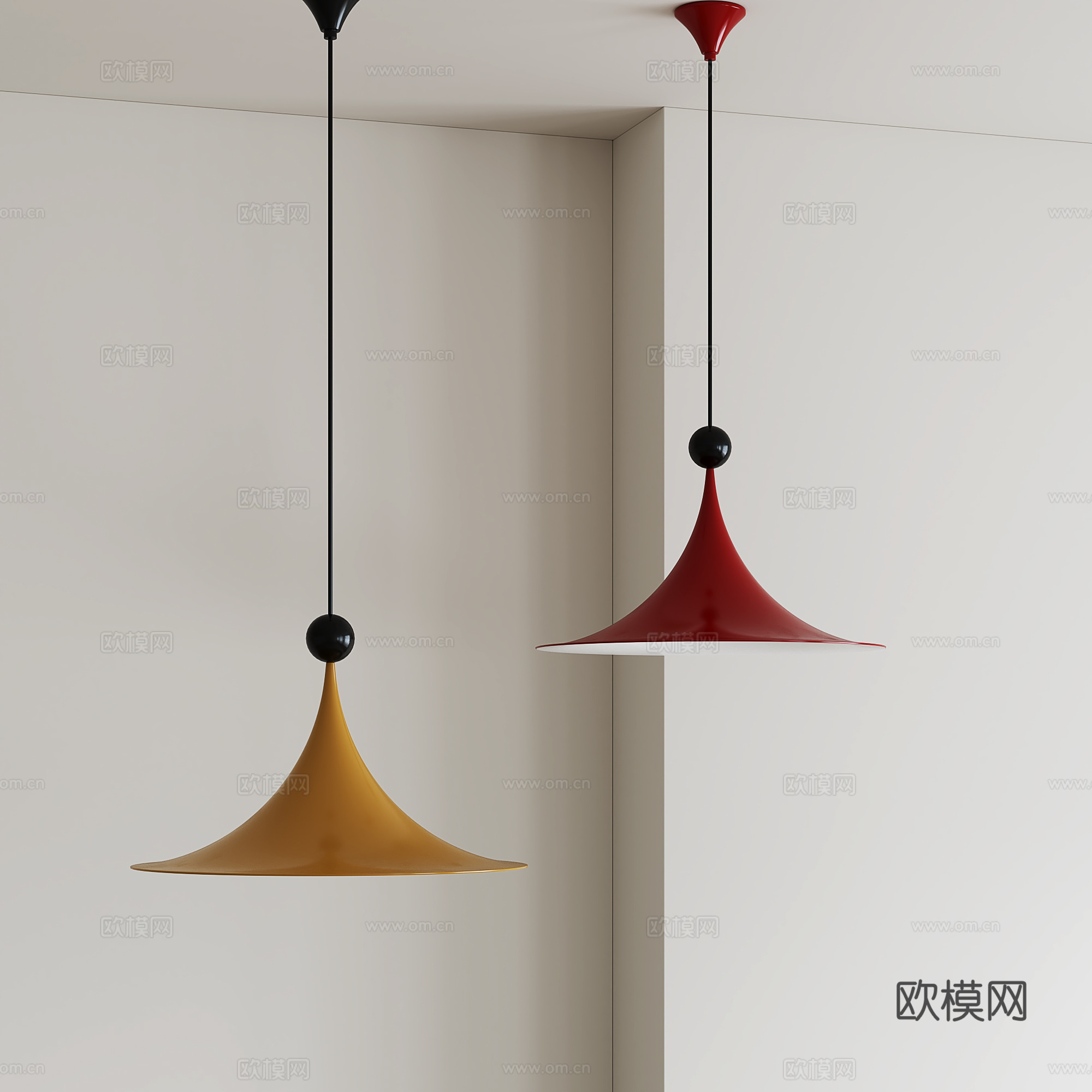 现代极简餐厅吊灯3d模型