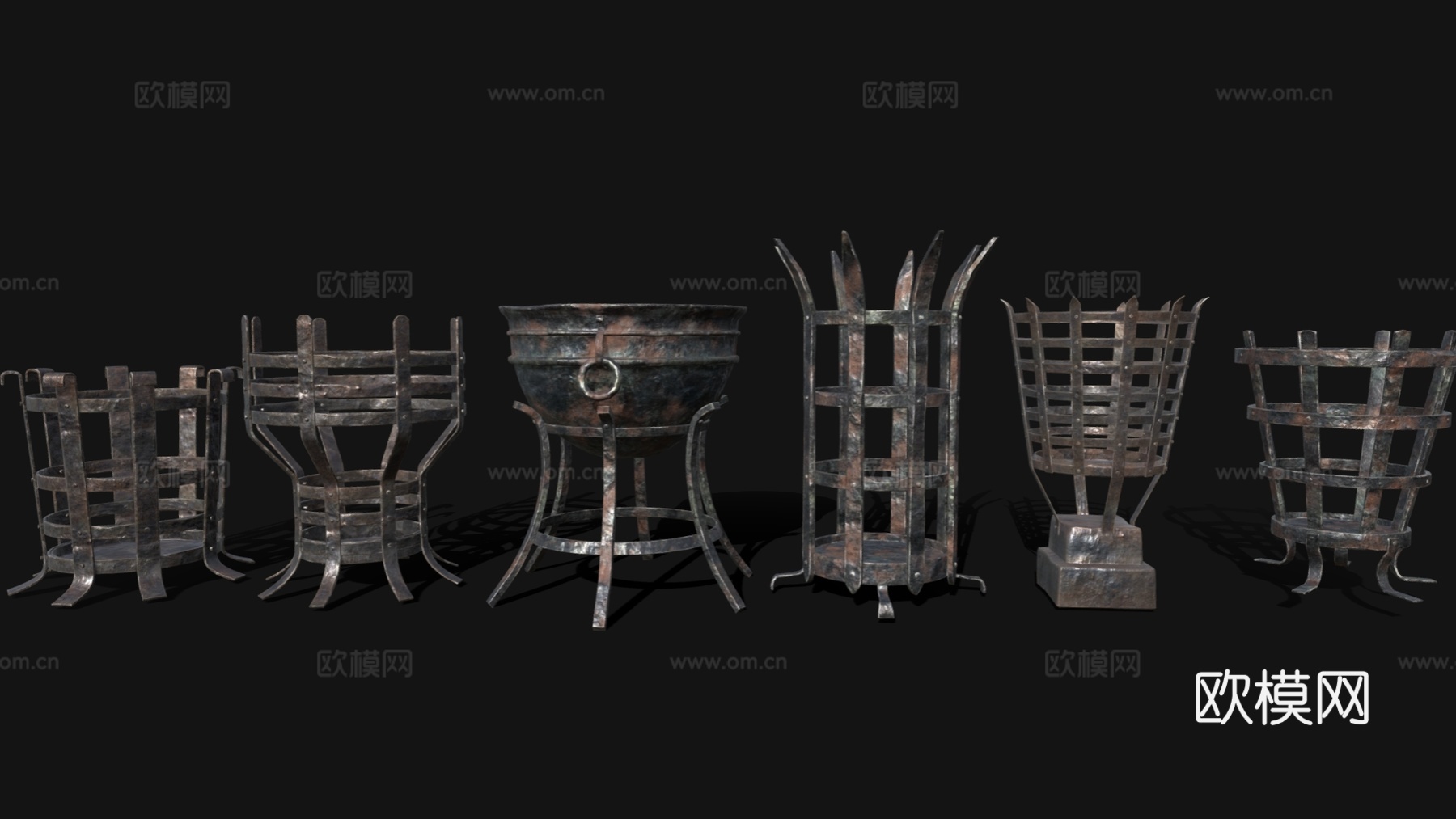 复古火盆 复古影视道具 金属火盆3d模型
