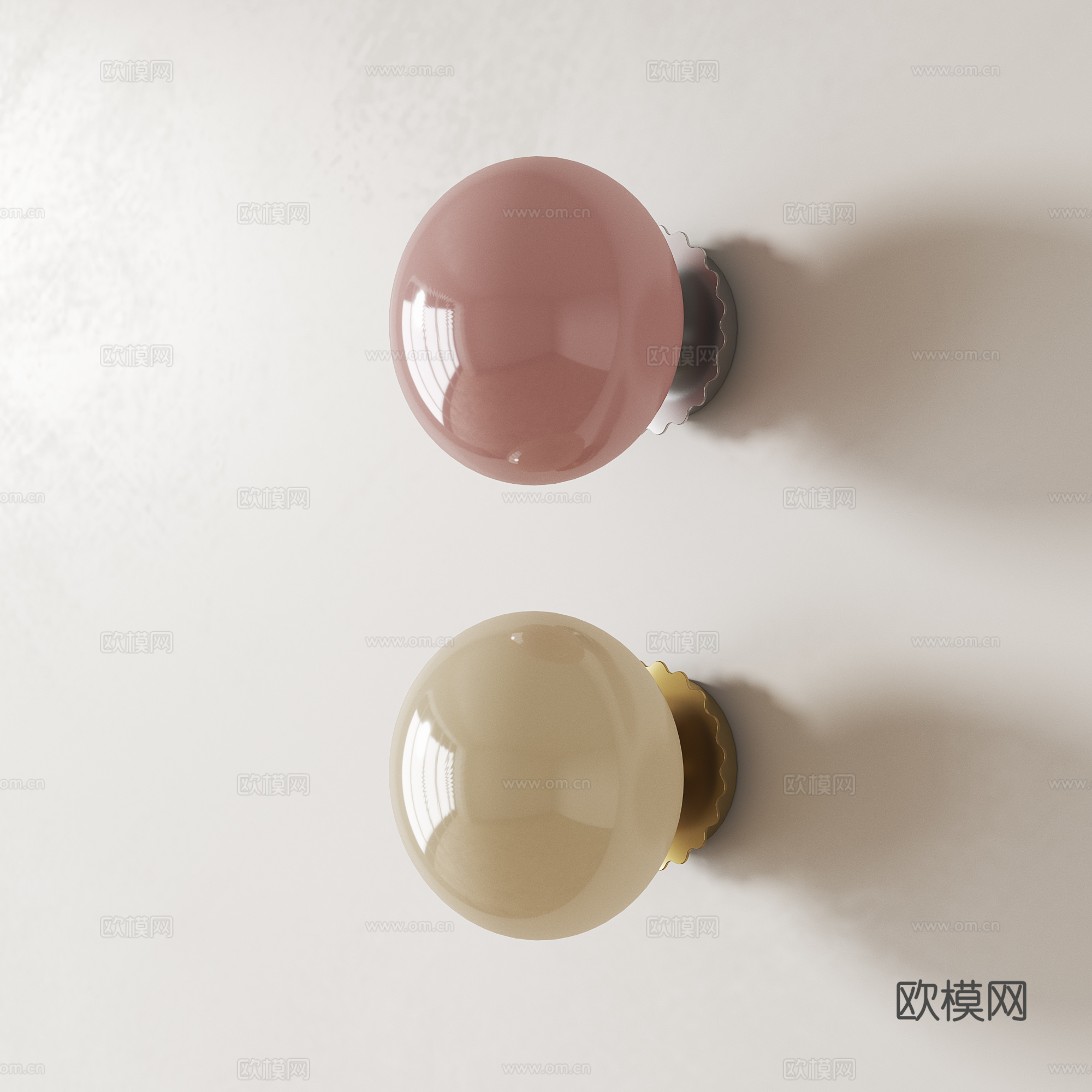 奶油风球形壁灯3d模型