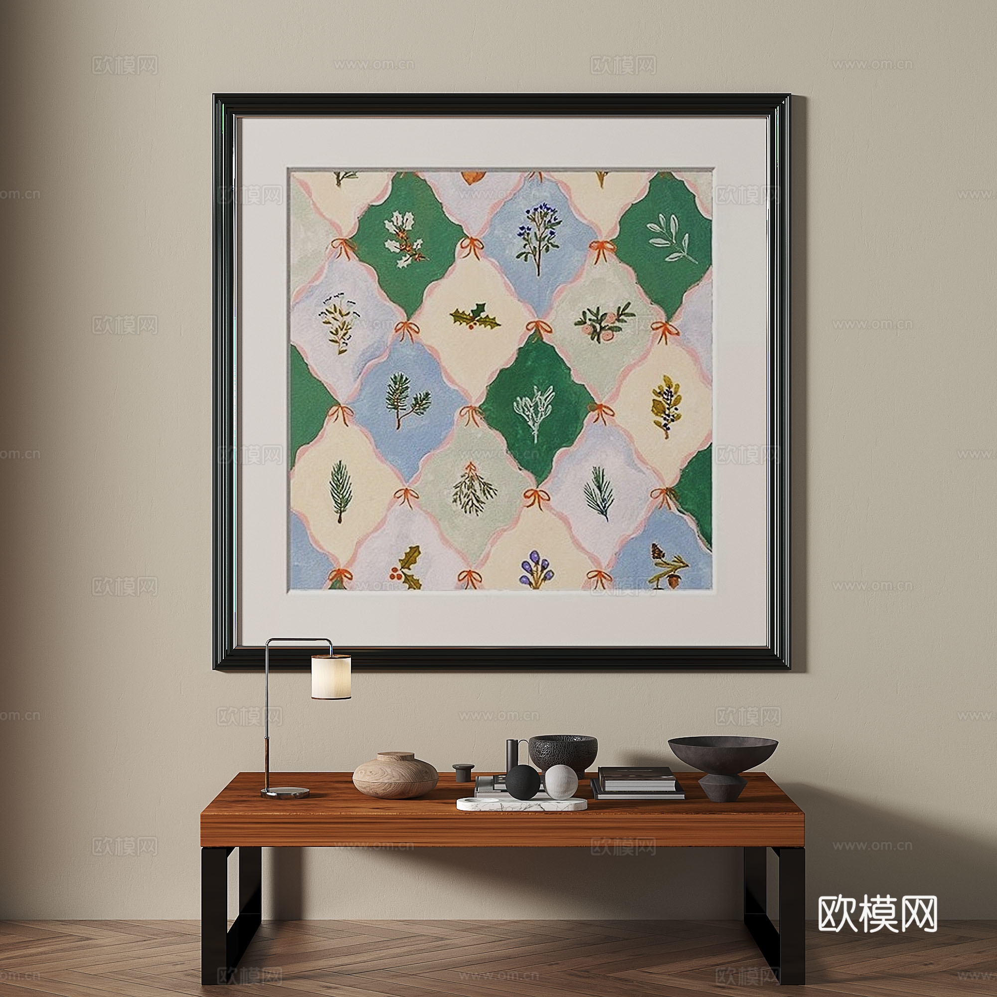 现代，中古，复古，装饰画3d模型