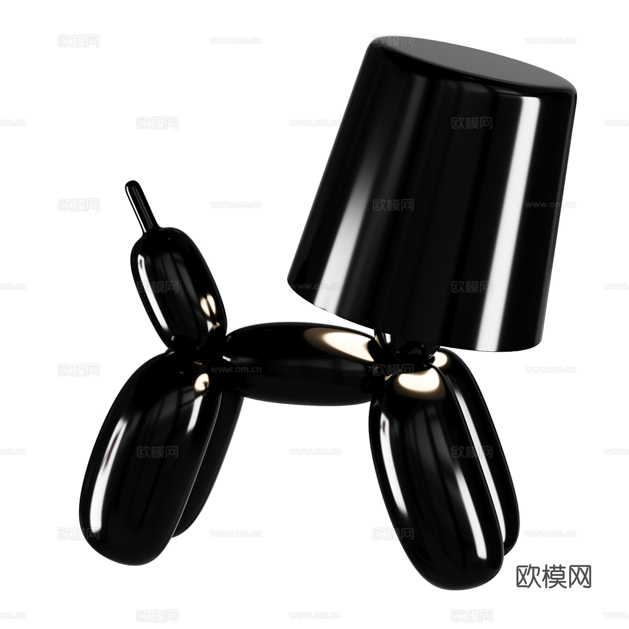 现代气球狗台灯集合3d模型