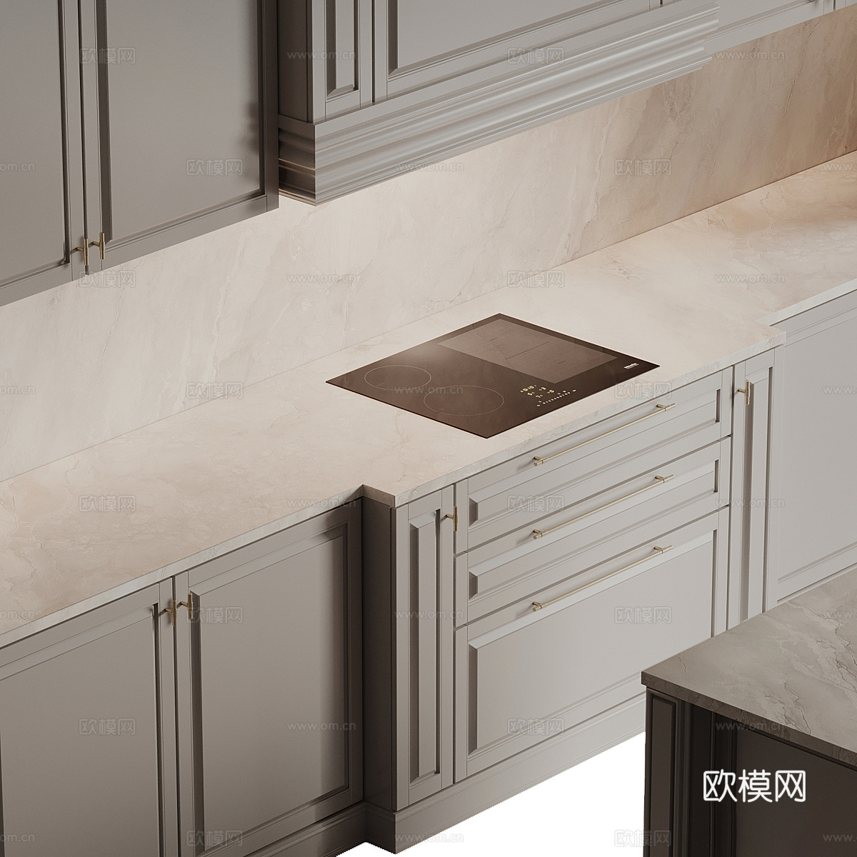 现代美式简约橱柜3d模型