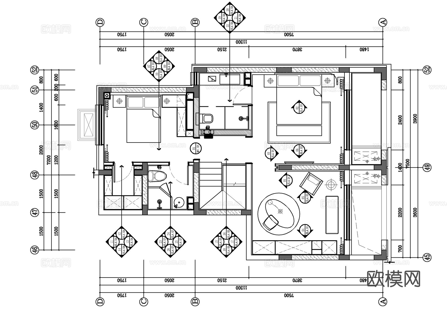 北京锦悦府别墅施工图cad施工图