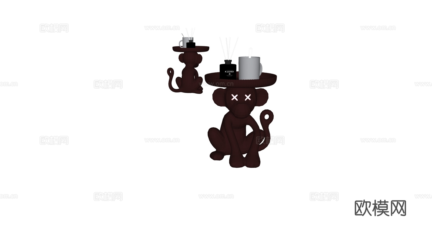 现代金属猴子边几su模型下载（渲染图2）