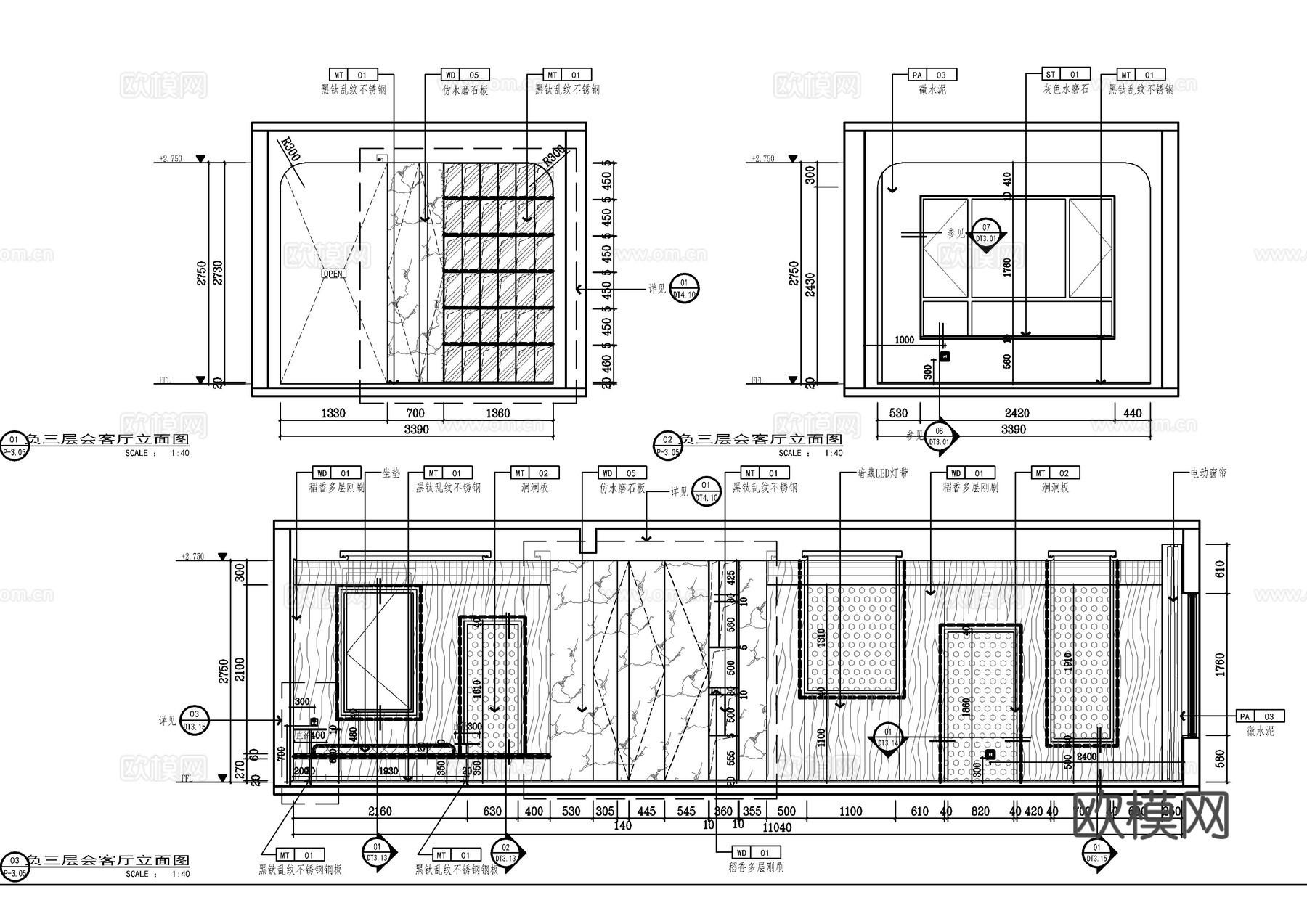 北京锦悦府别墅施工图cad施工图