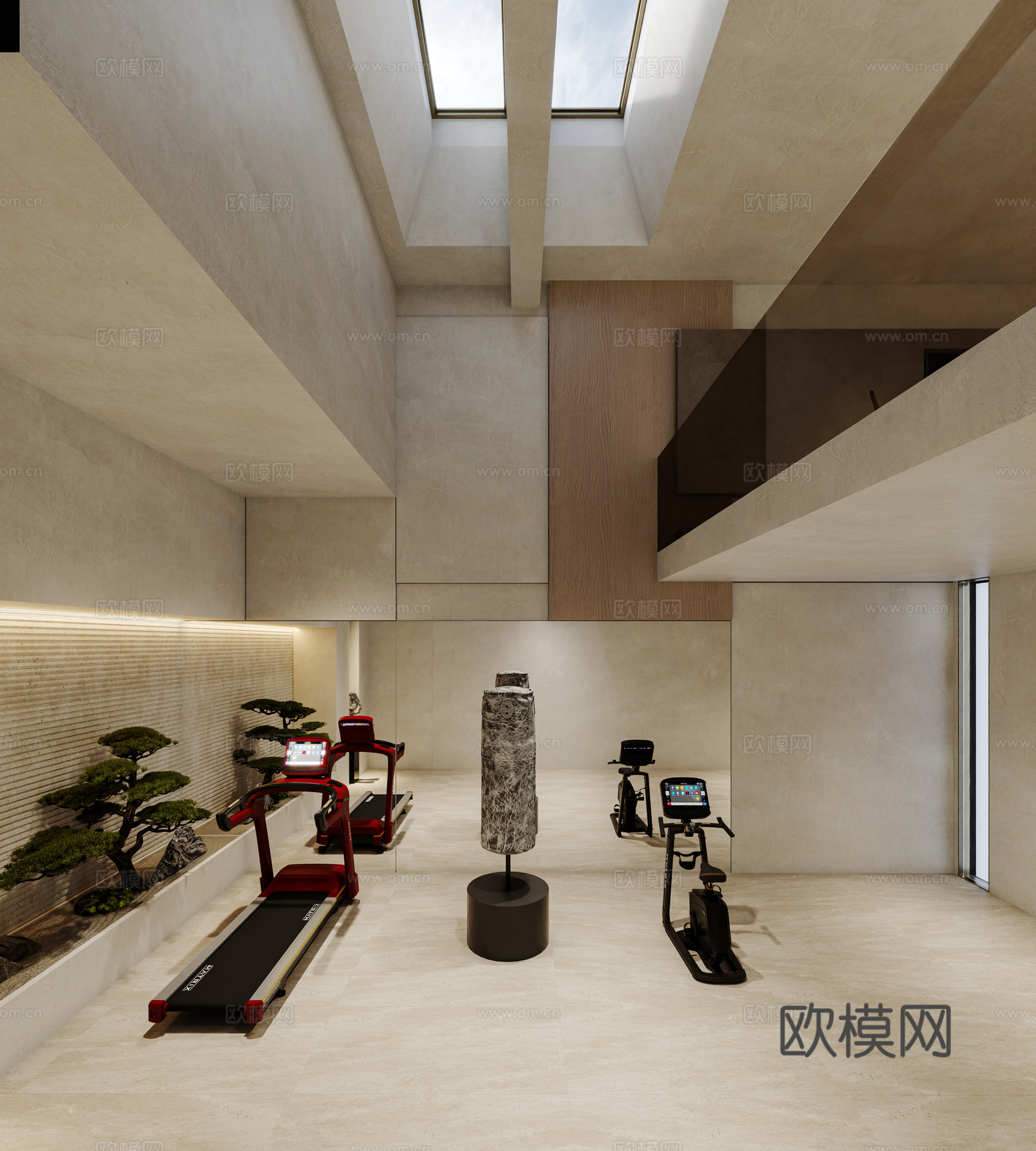 复式客餐厅厨房庭院3d模型