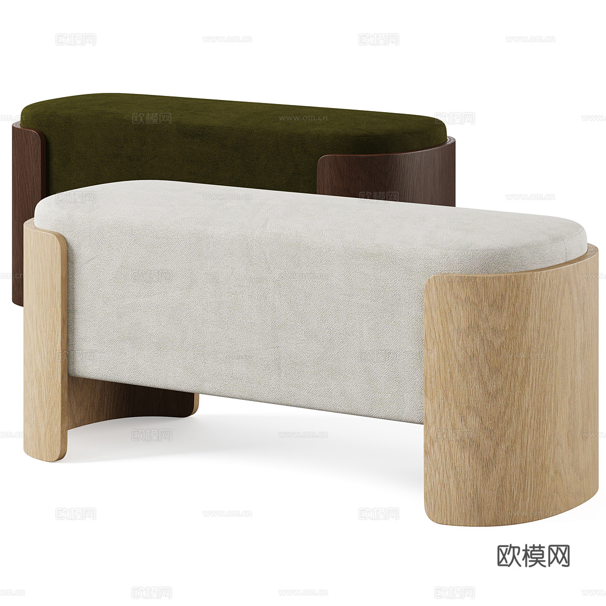 新中式 Banquette Lagom 长凳3d模型