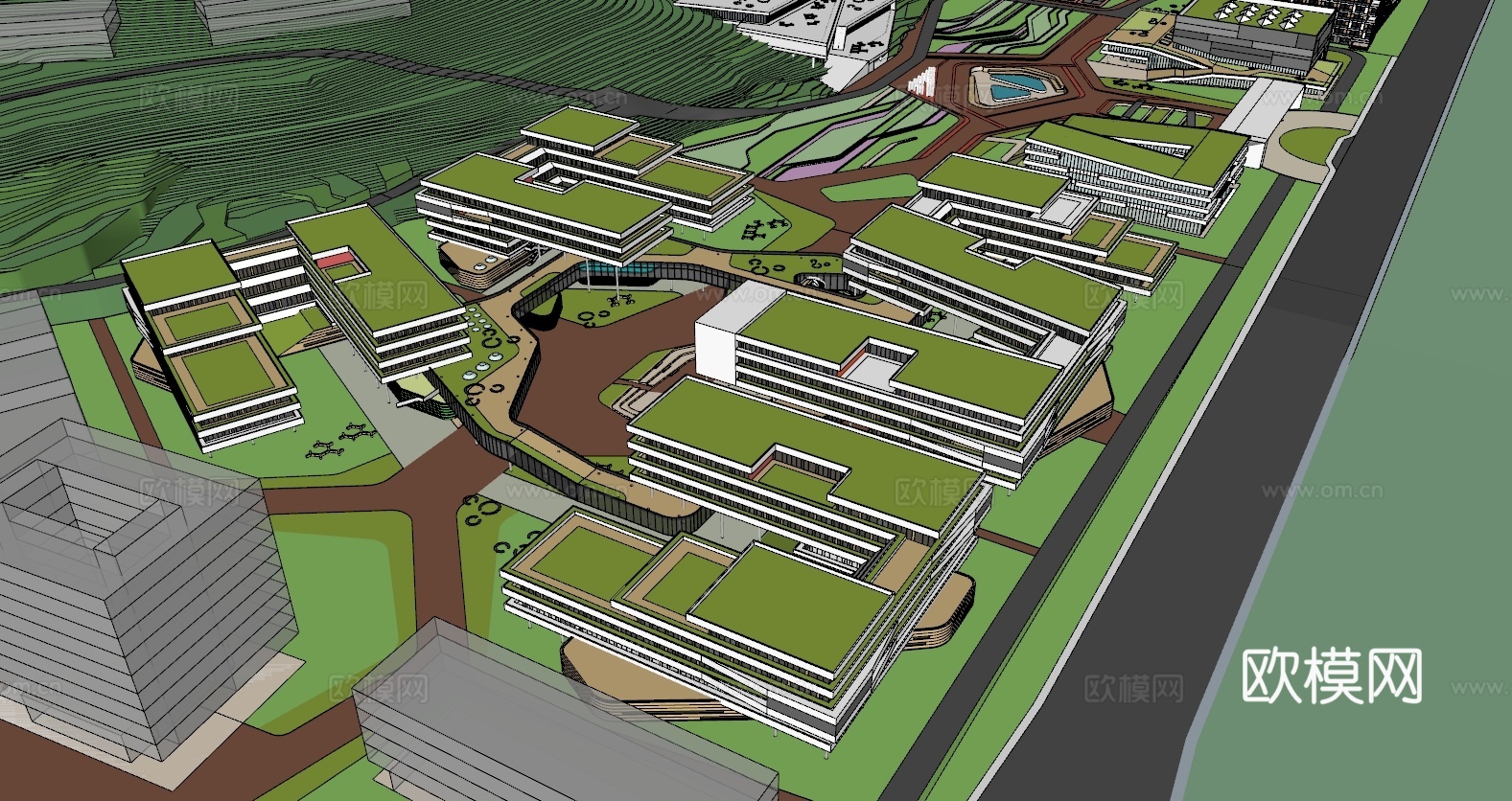 遵义医学院新校区建筑 规划 山地su模型