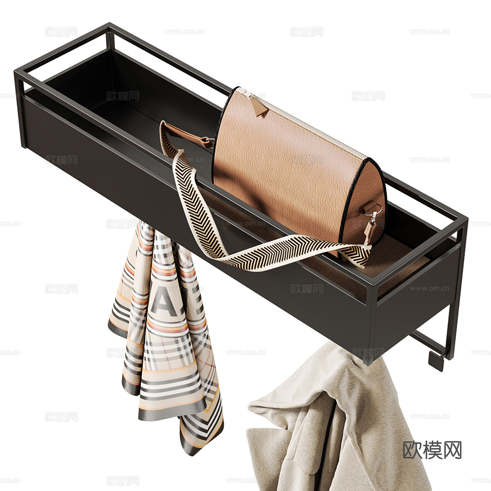 现代服饰鞋帽 衣帽架su模型