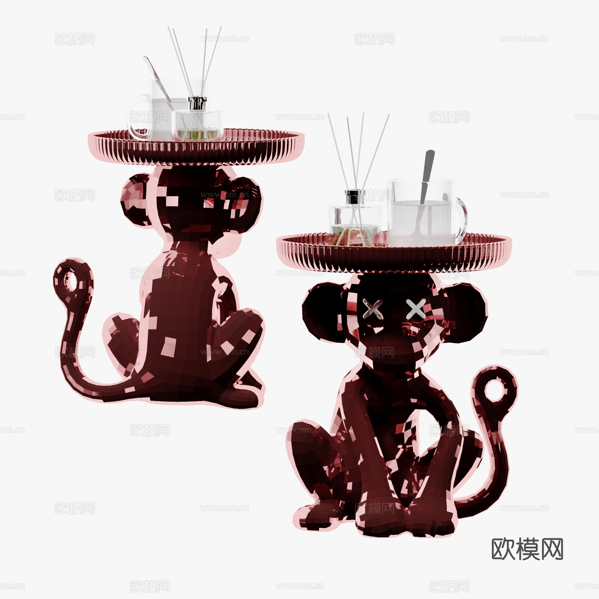 现代金属猴子边几su模型下载（渲染图1）