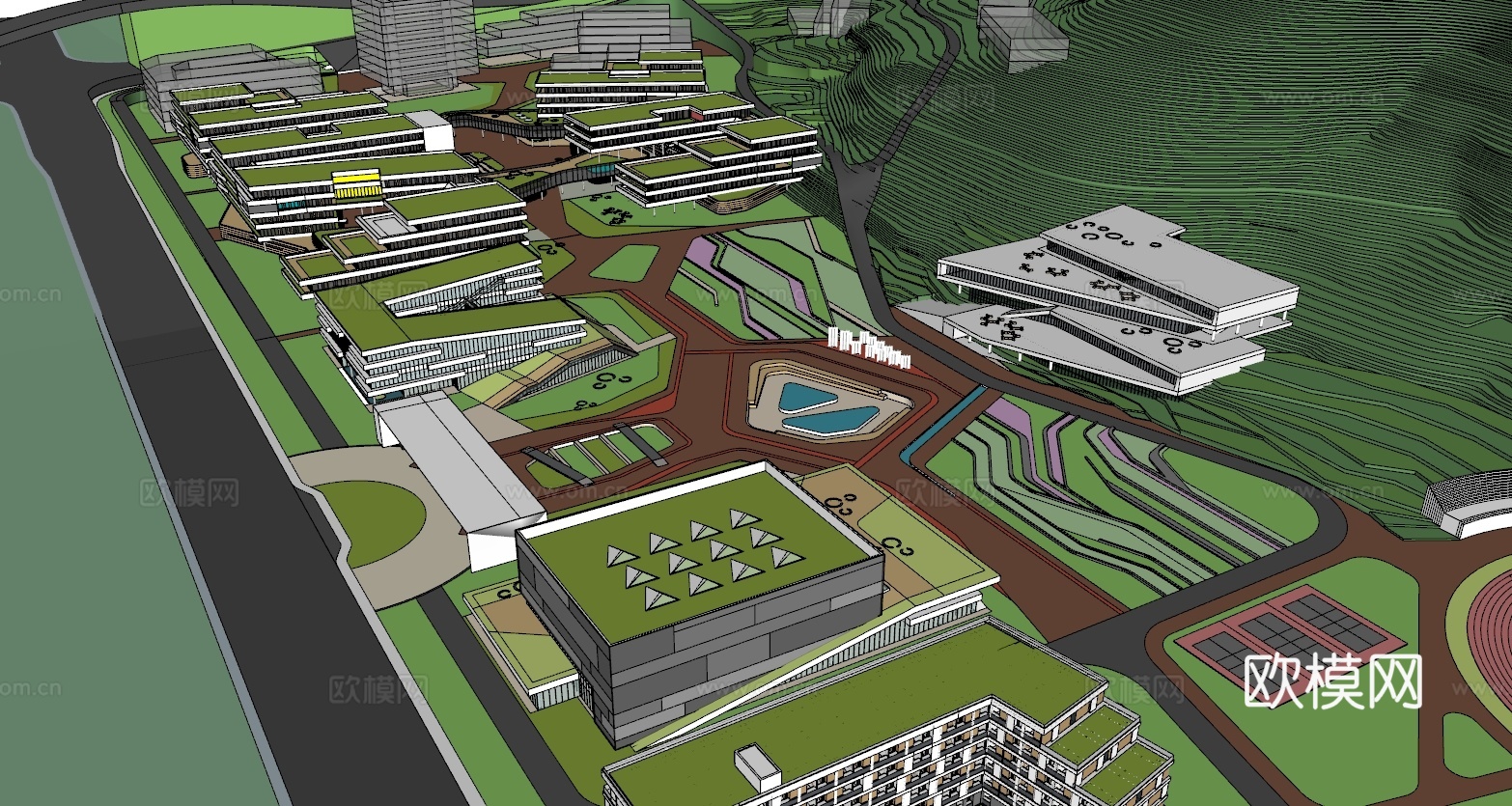 遵义医学院新校区建筑 规划 山地su模型