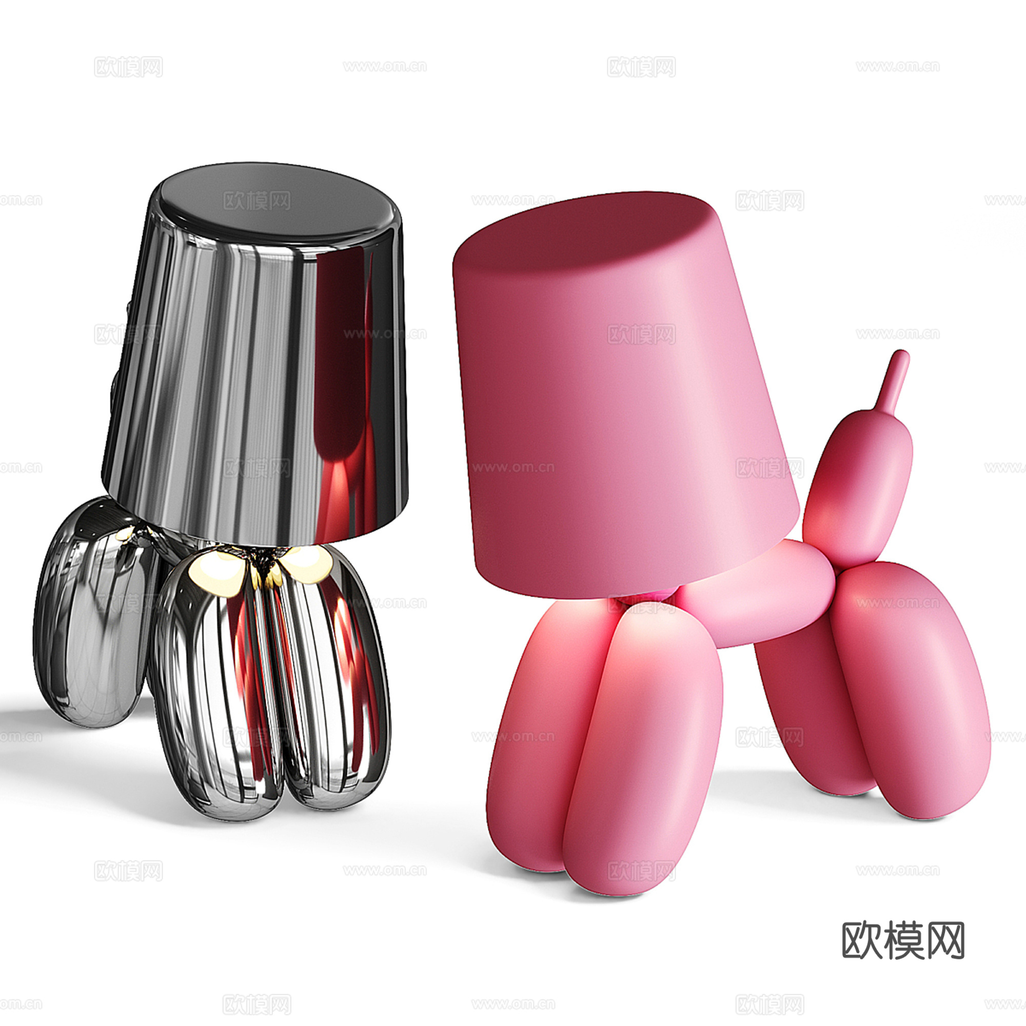 现代气球狗台灯集合3d模型