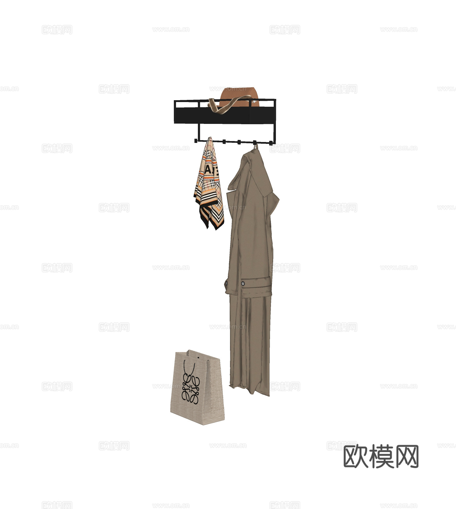 现代服饰鞋帽 衣帽架su模型