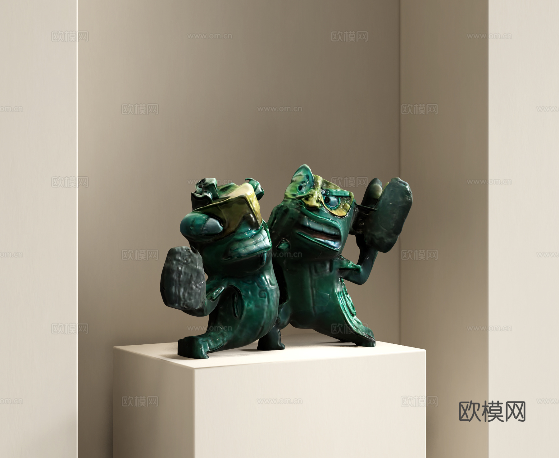 现代雕塑摆件 结界兽 哪吒 哪吒之魔童闹海 手办 公仔su模型