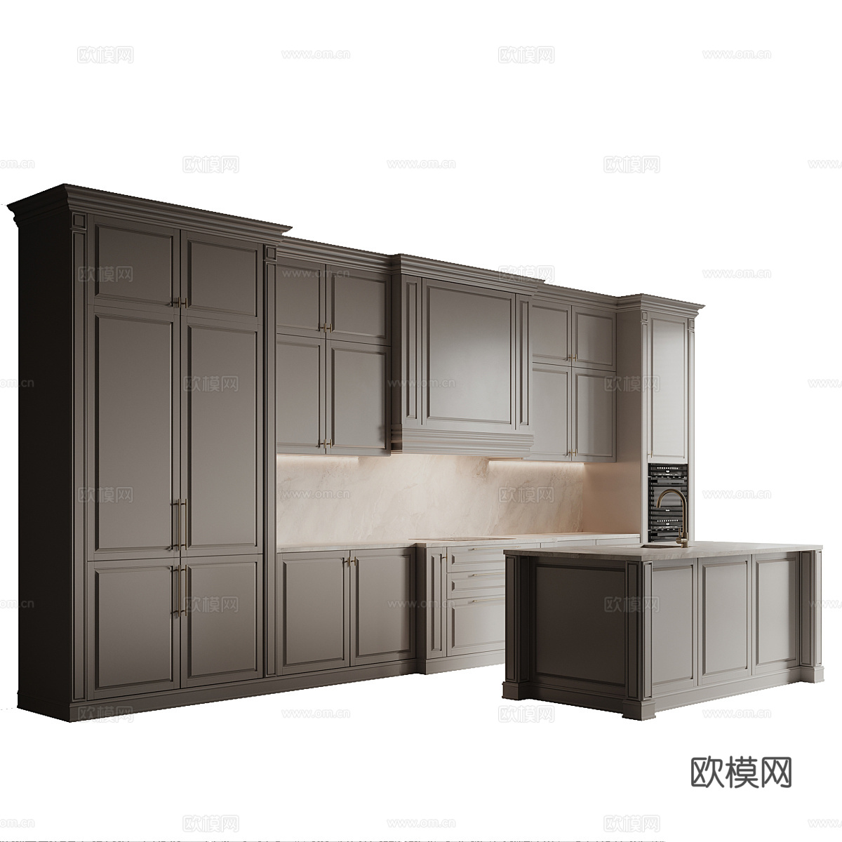 现代美式简约橱柜3d模型