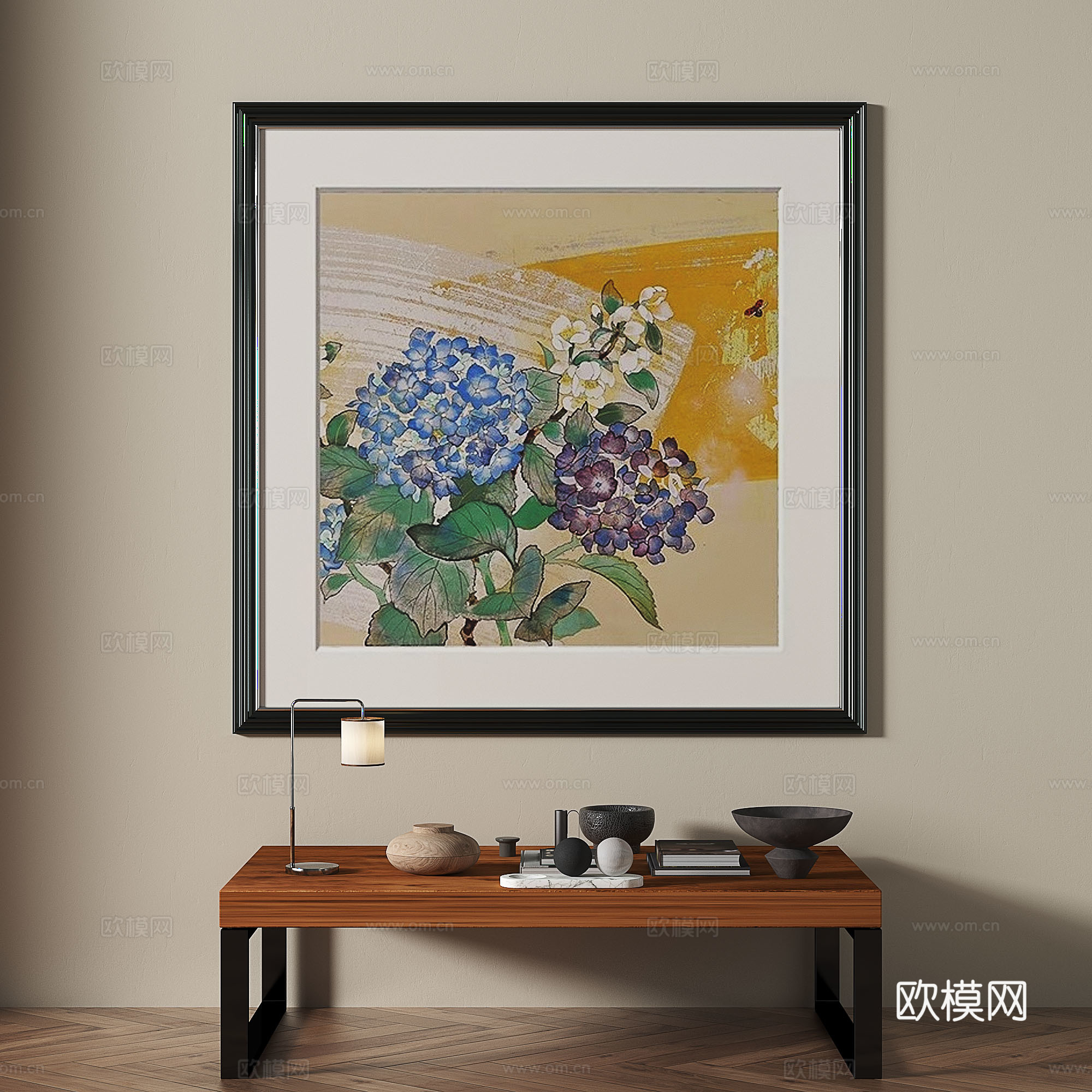 现代，中古，复古，装饰画3d模型
