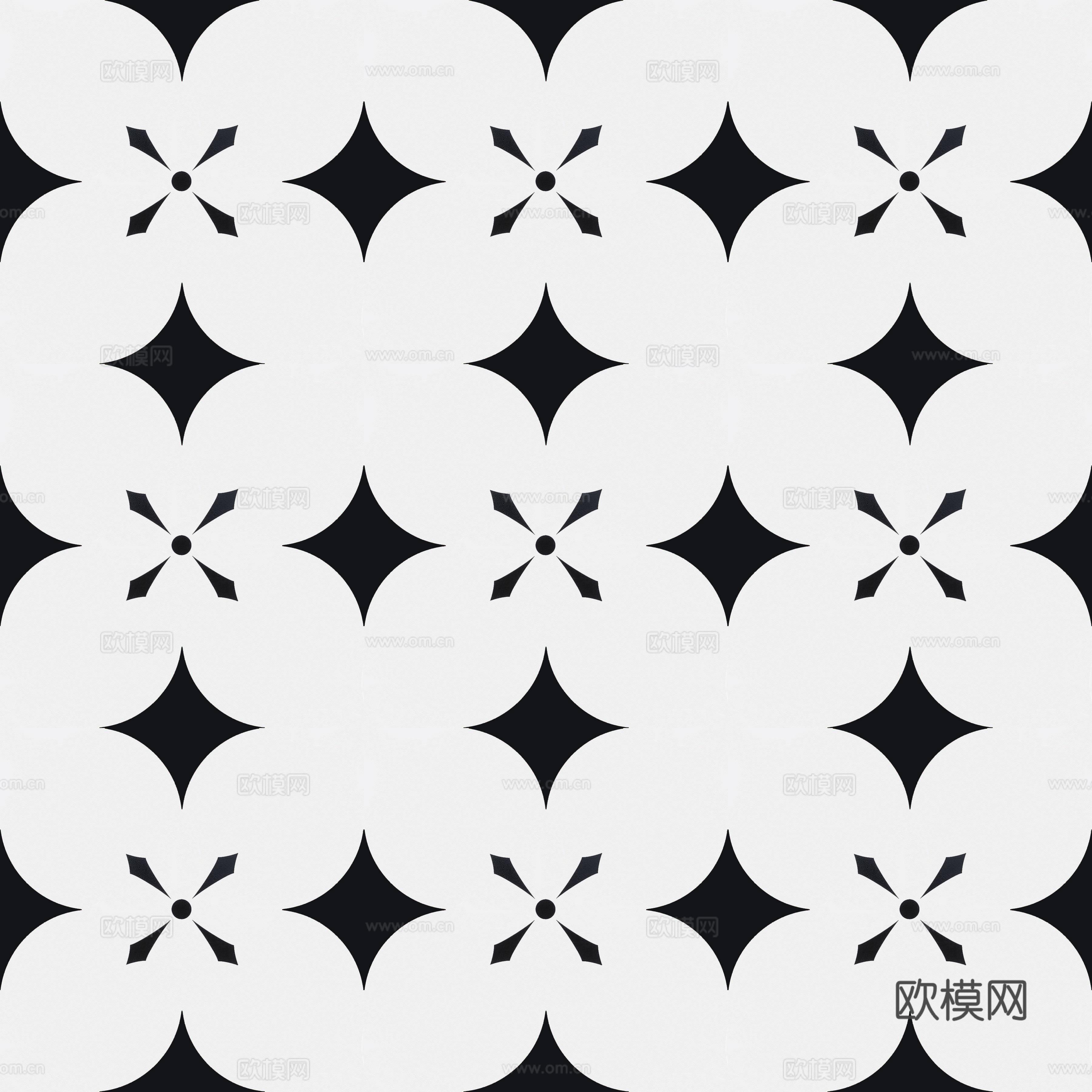 现代简约黑白几何花砖