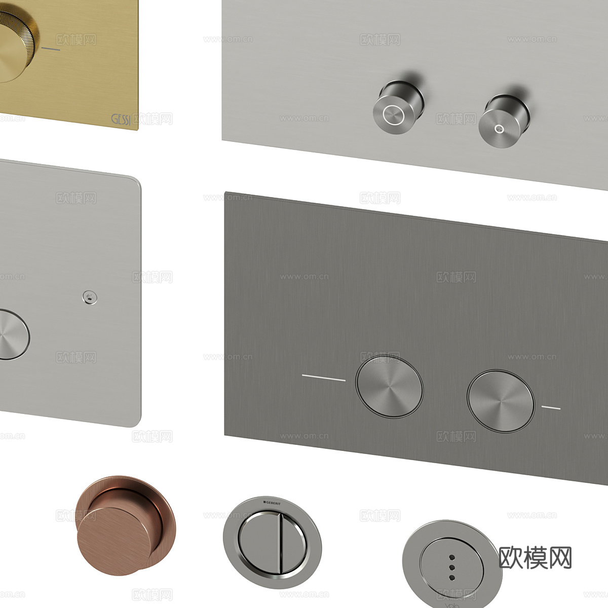 现代轻奢 冲水按钮3d模型