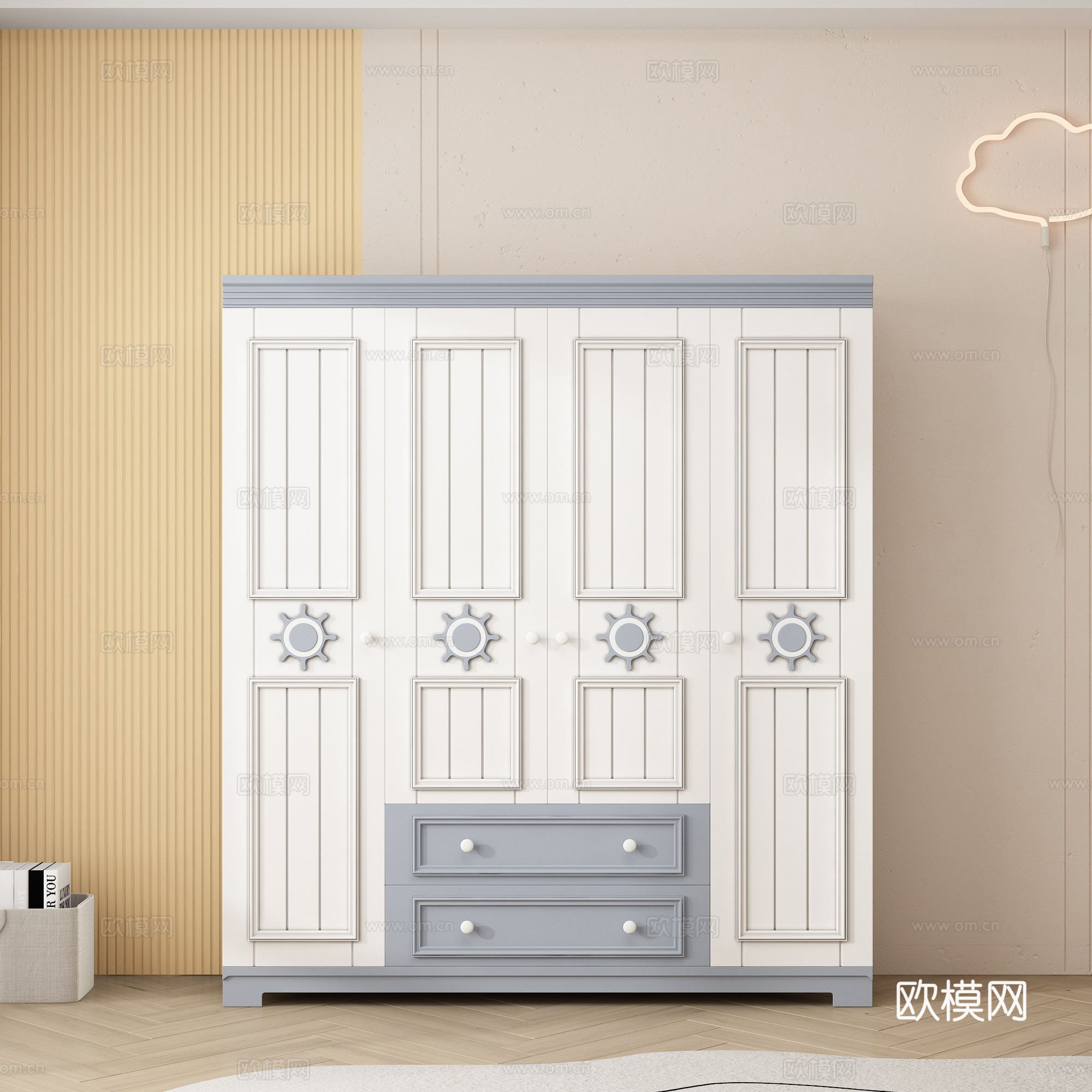 儿童衣柜 装饰柜 儿童房su模型