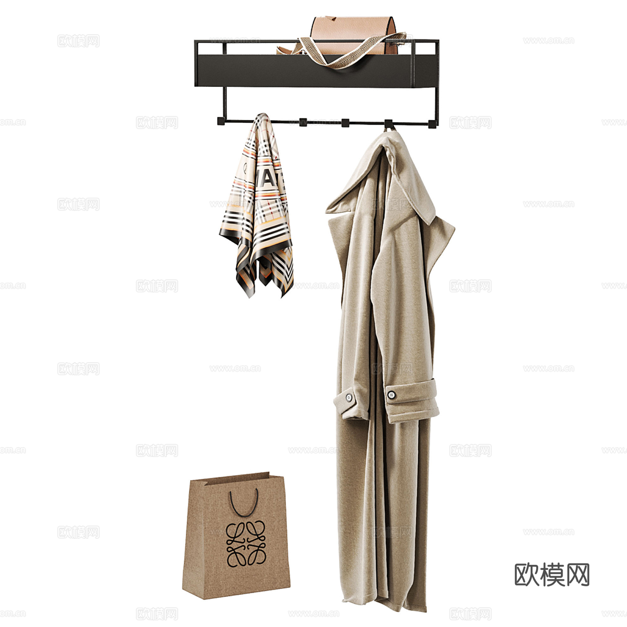 现代服饰鞋帽 衣帽架su模型