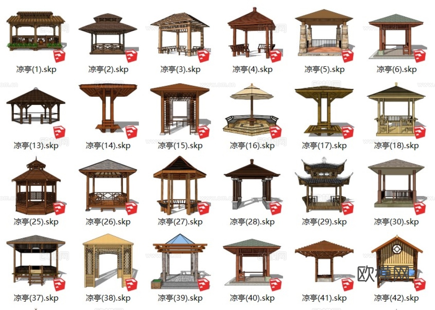 中式景观亭su模型