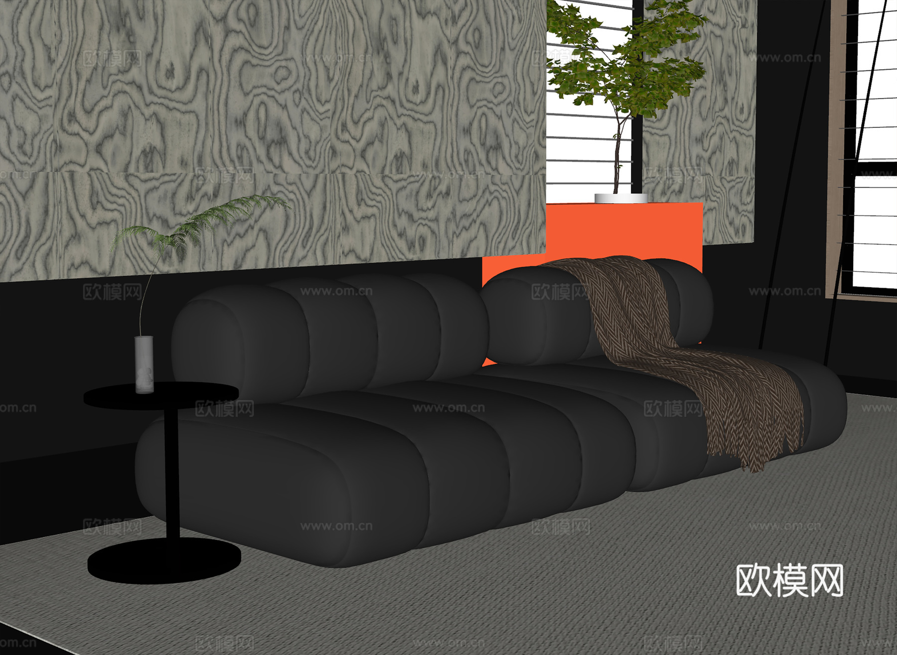 现代多人沙发su模型