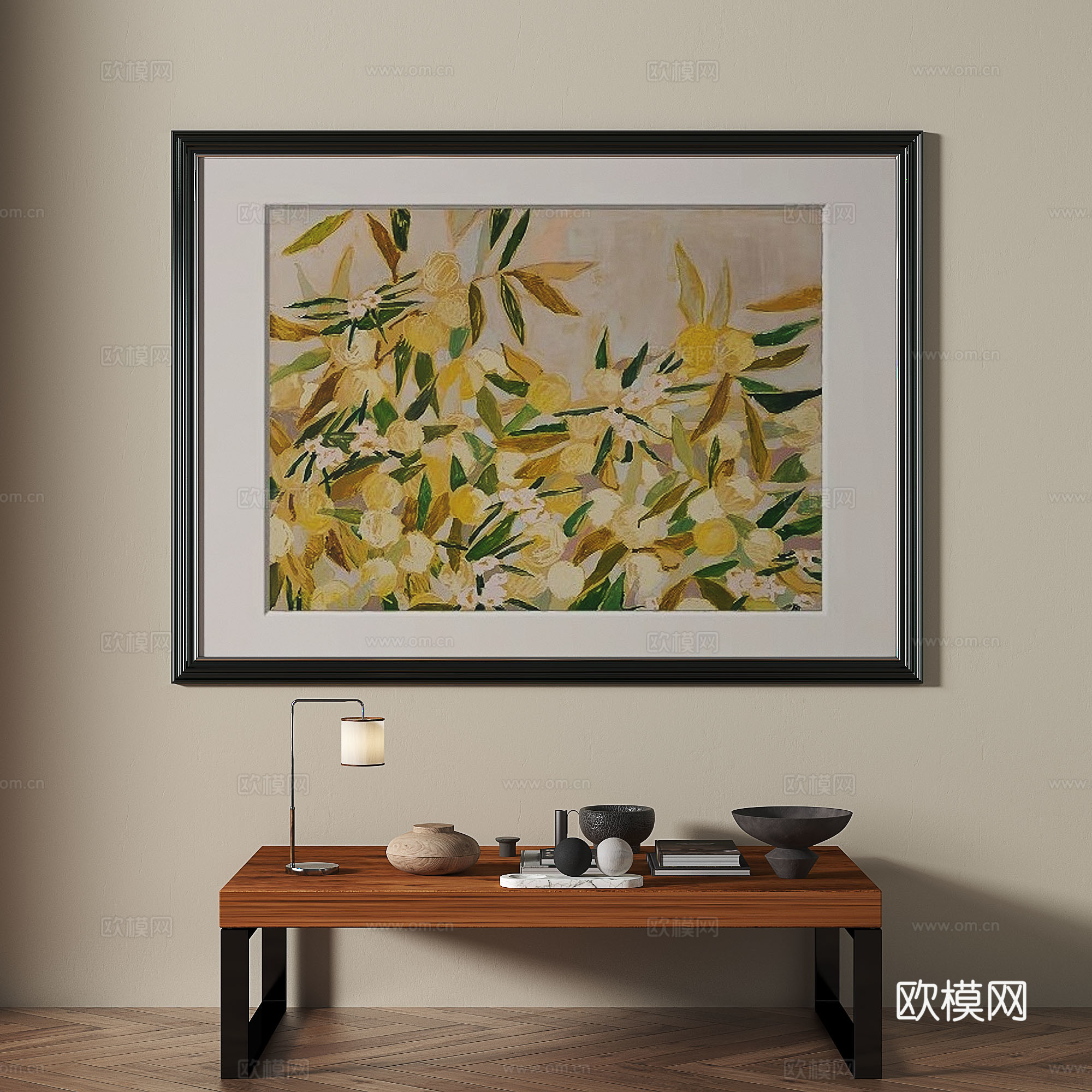 中古，复古，装饰画3d模型