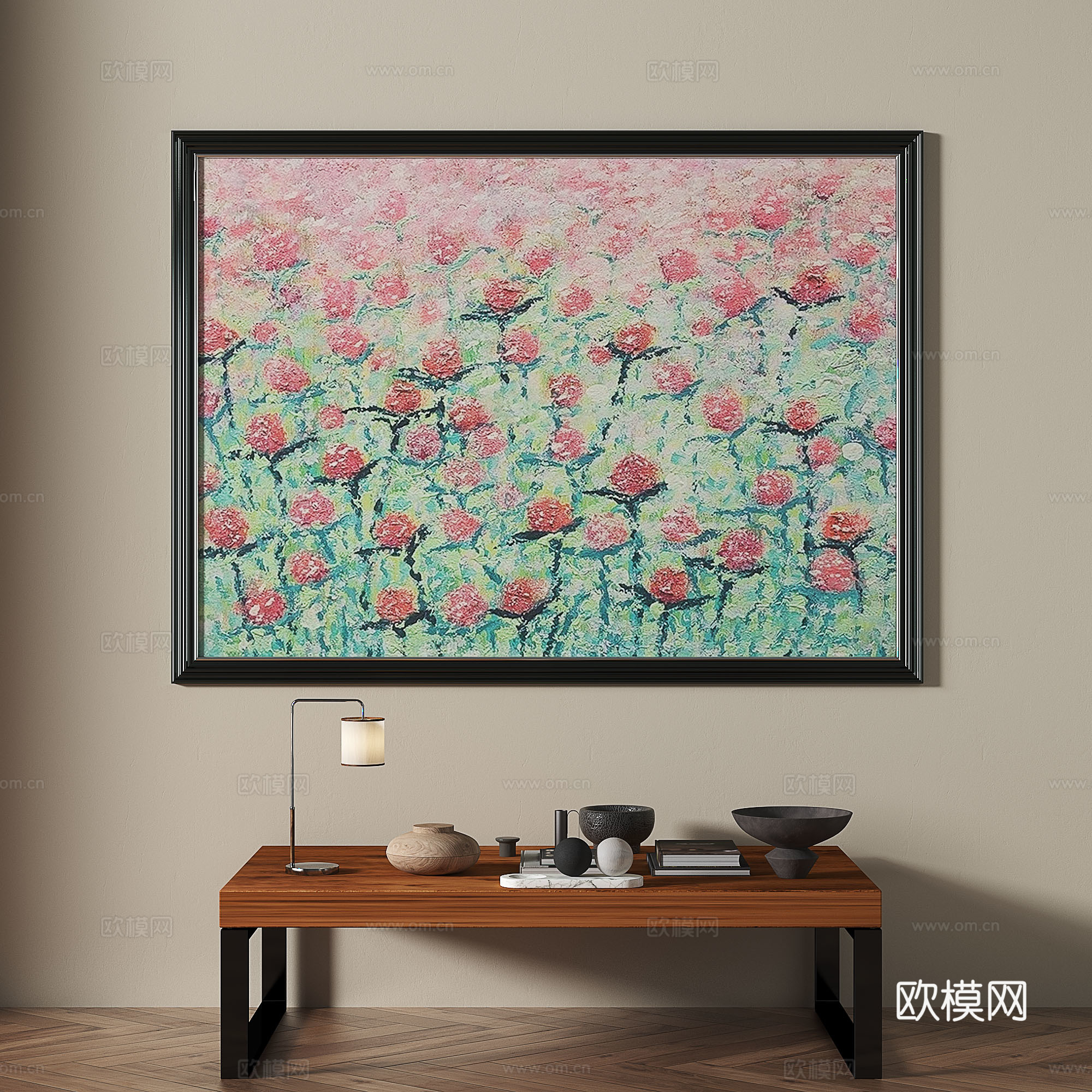 中古，复古，装饰画3d模型