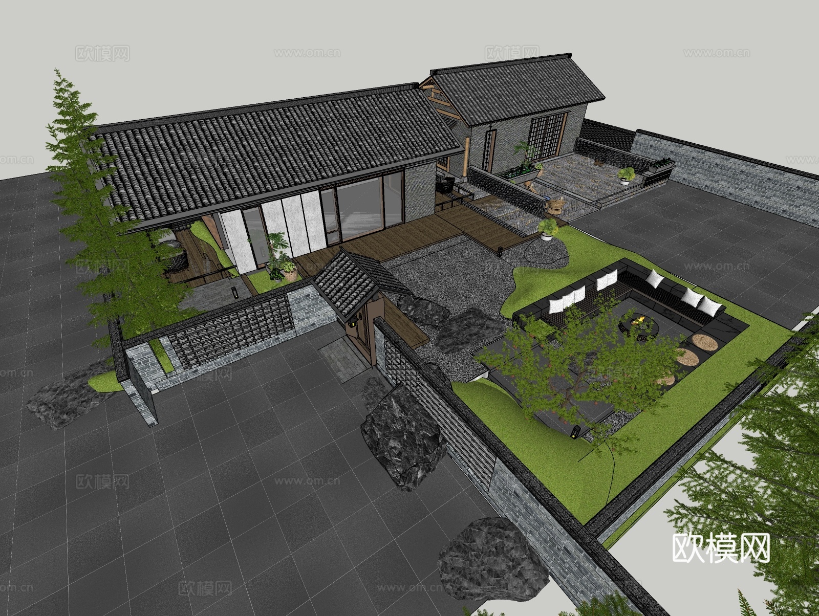 民宿建筑 平地民宿建筑su模型