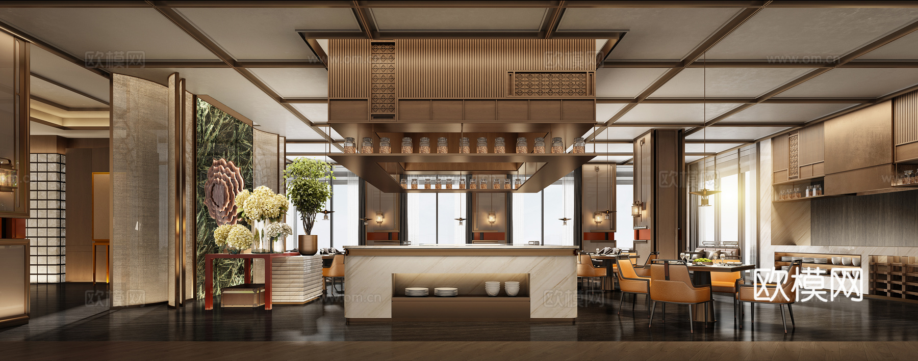 CCD酒店全日餐厅 餐厅 布菲台 中餐厅 西餐厅su模型