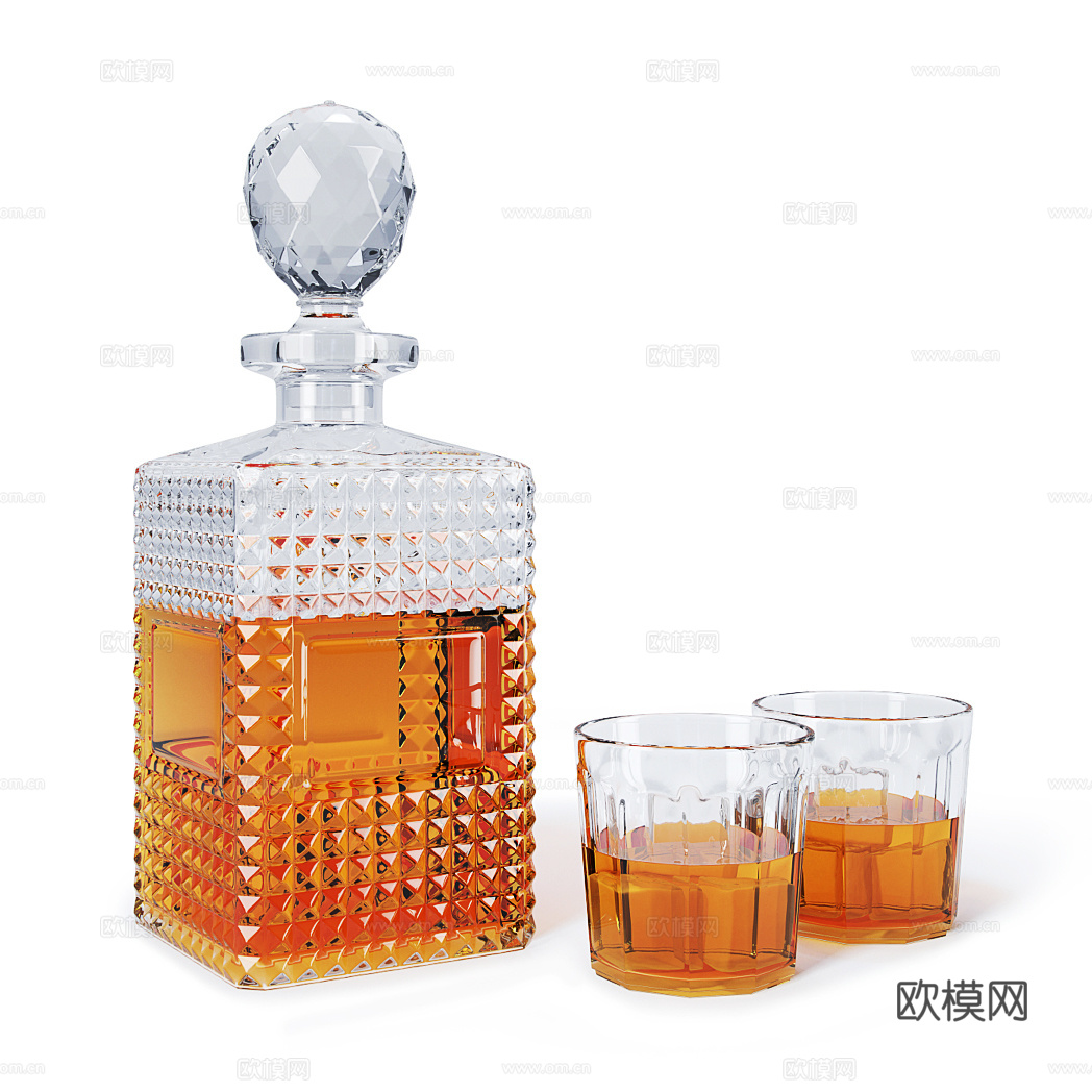 酒水摆件 红酒杯 酒杯 酒瓶 红酒 洋酒 酒柜摆件 餐桌摆件3d模型