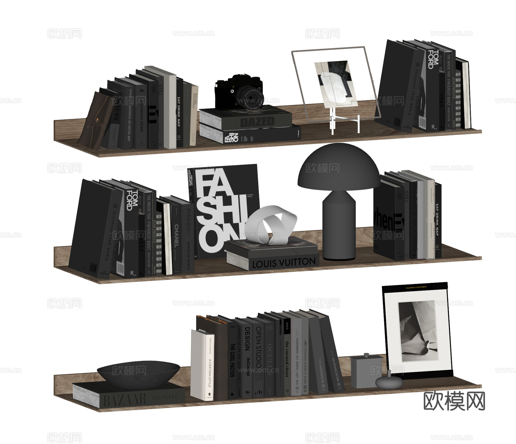 现代饰品摆件组合 装饰品 陈设品 装饰架 陈设摆件 书籍su模型