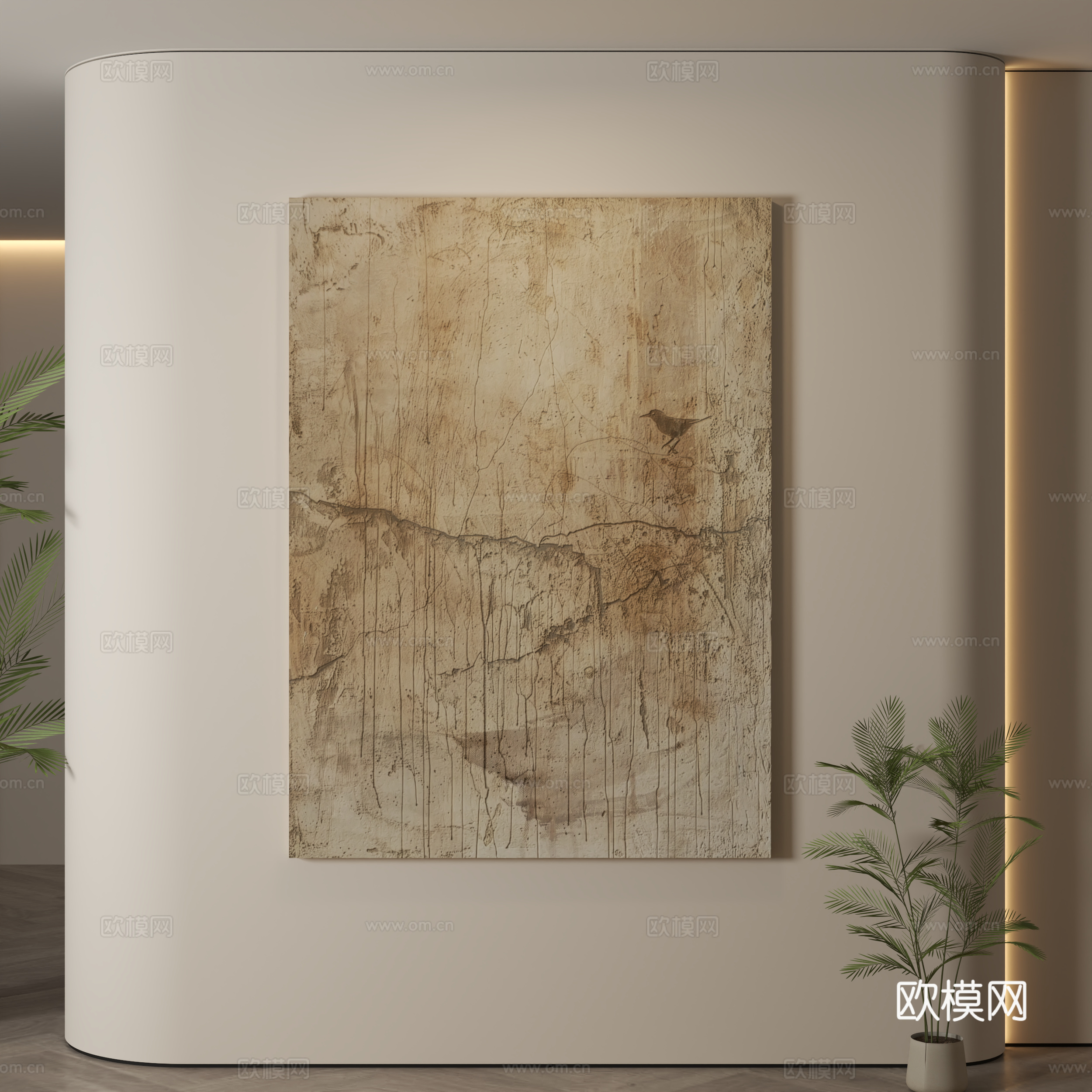 现代挂画 侘寂风挂画 肌理画 抽象画 装饰画3d模型