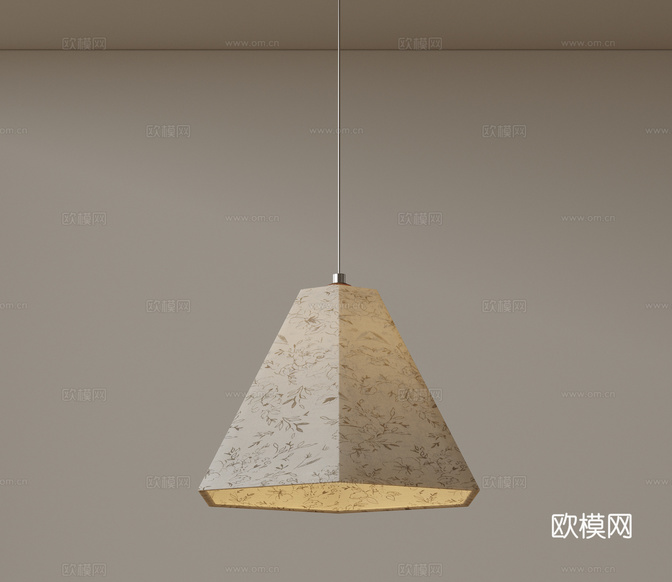 现代中古风吊灯 极简小吊灯 北欧简约吊灯 卧室床头吊灯 单头su模型下载(渲染图1)