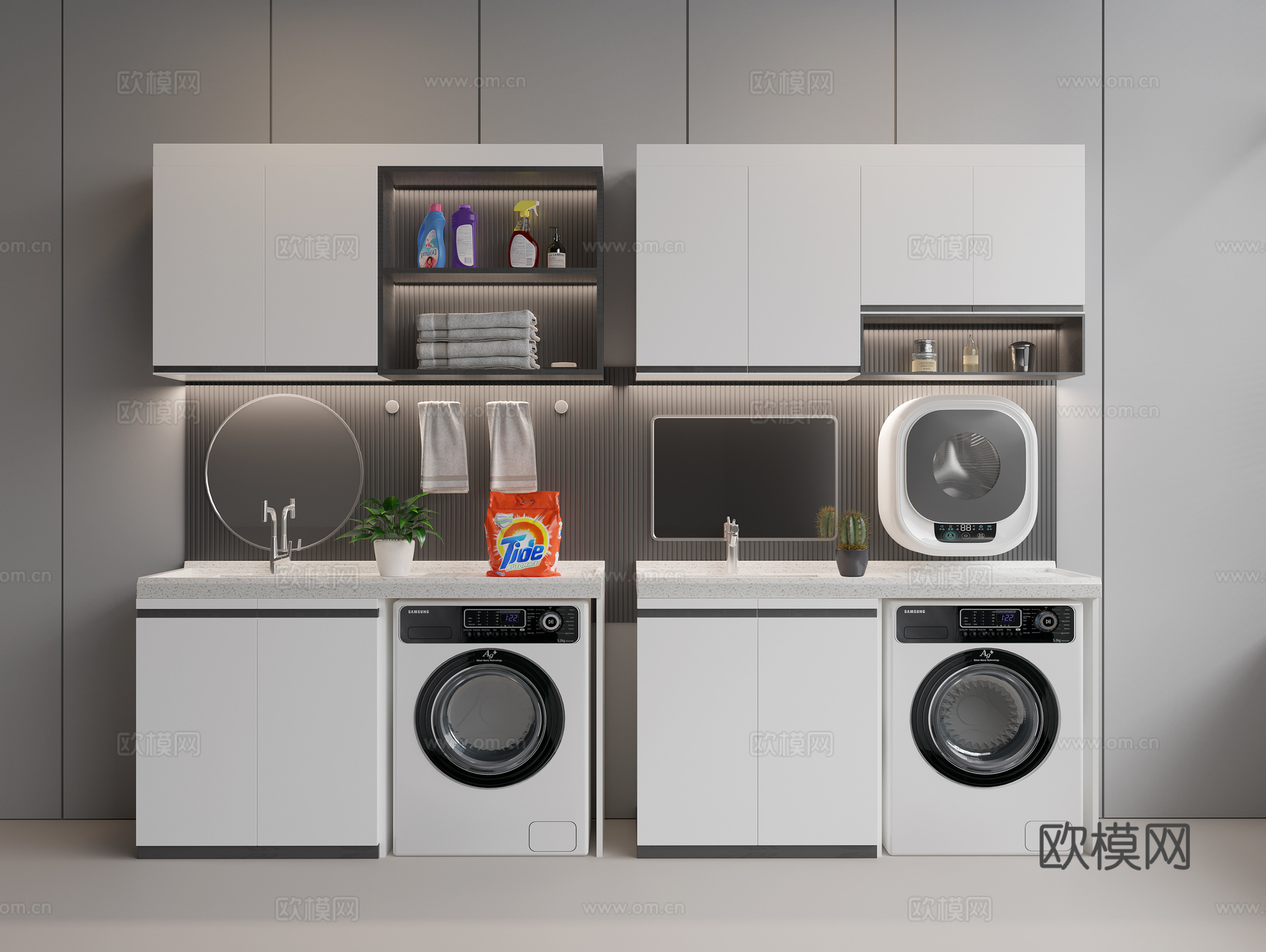洗衣机组合柜 浴室柜一体柜 迷你洗衣机 洗烘一体机 洗护用品3d模型