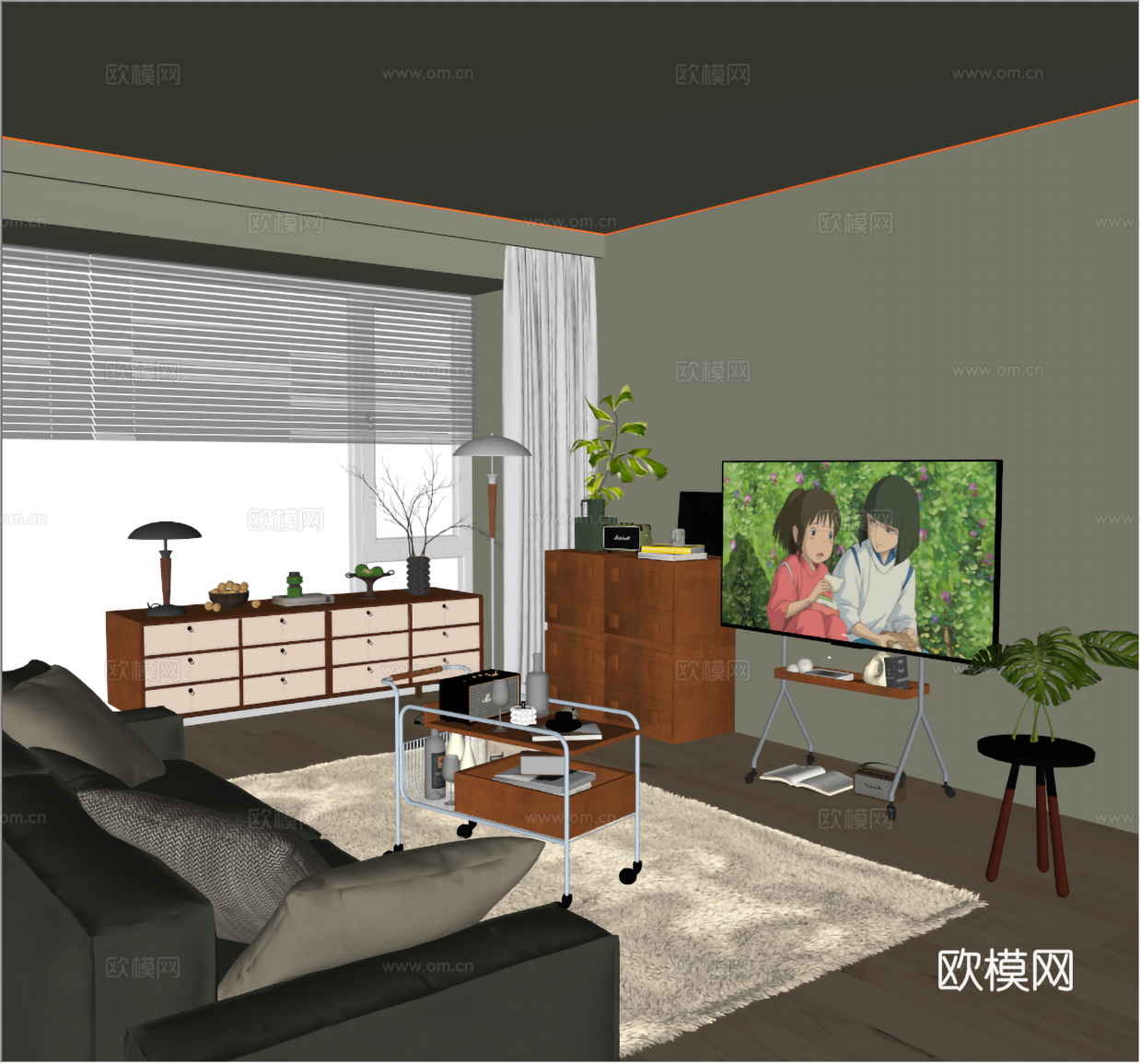 中古风客厅su模型