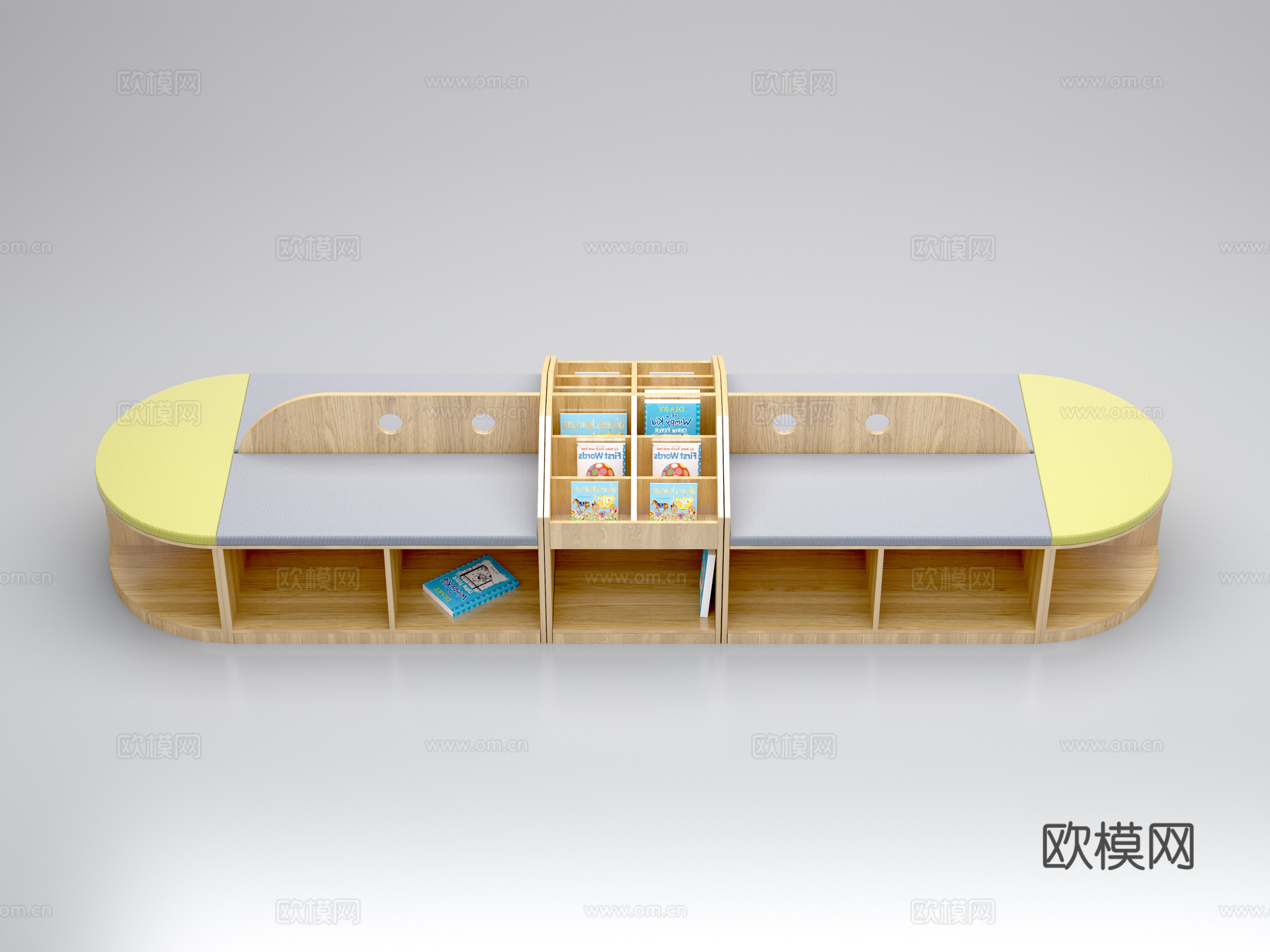 阅览室桌椅柜3d模型