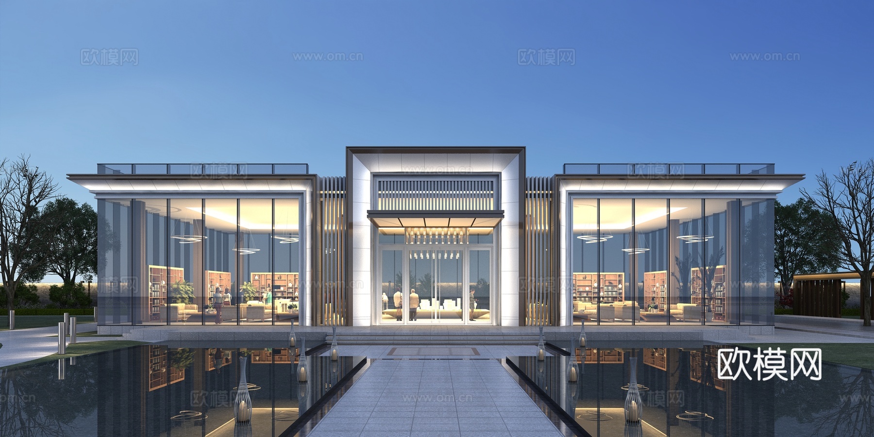 新中式售楼处外观 建筑外立面su模型