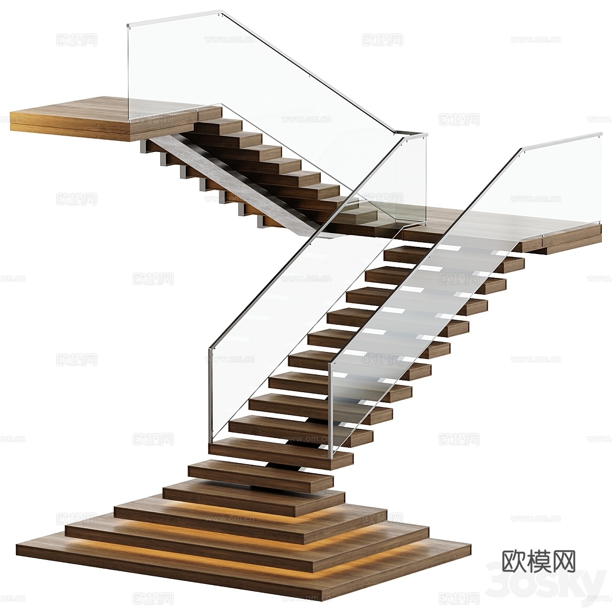 两种不同风格的现代楼梯3d模型
