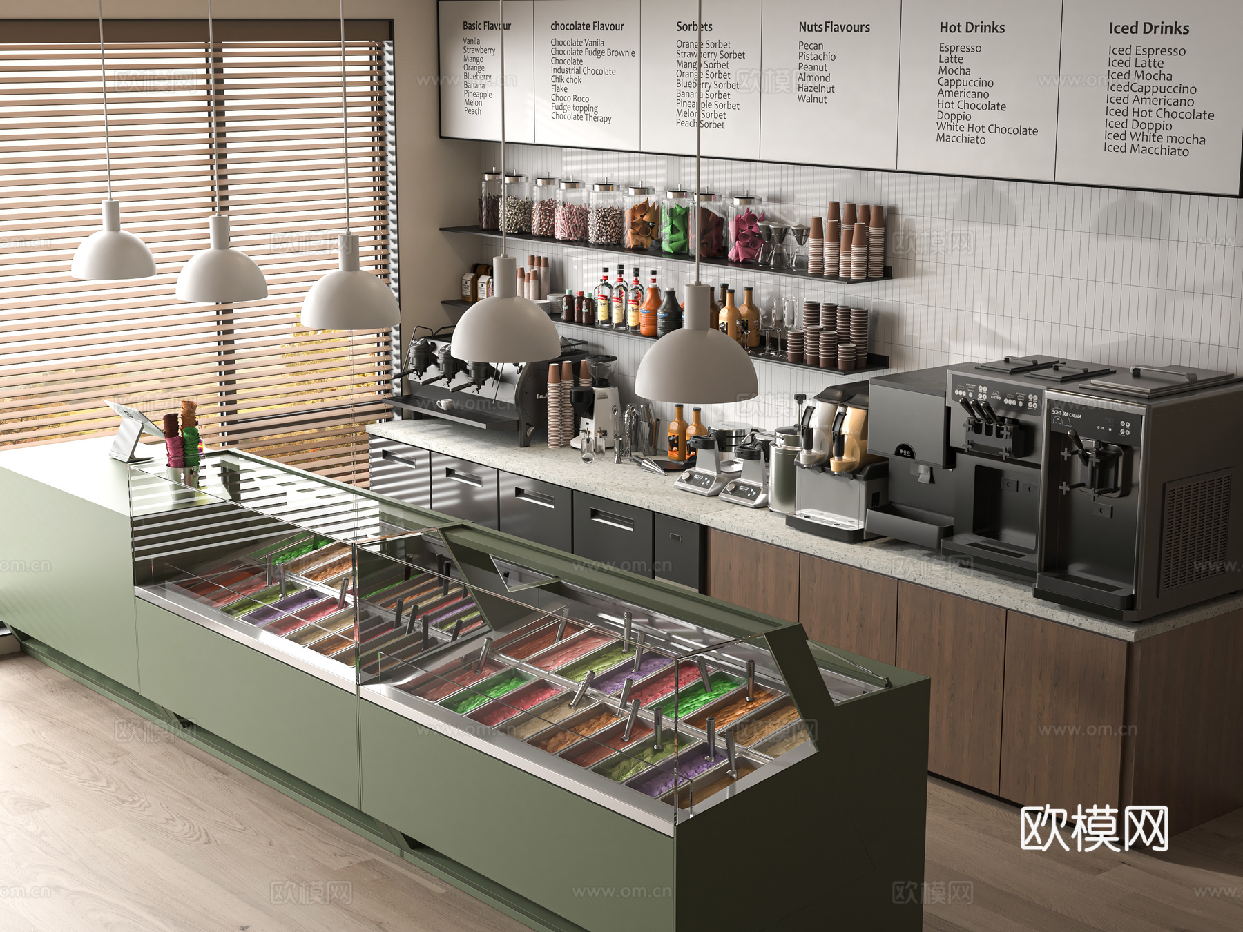 现代冰激凌店3d模型