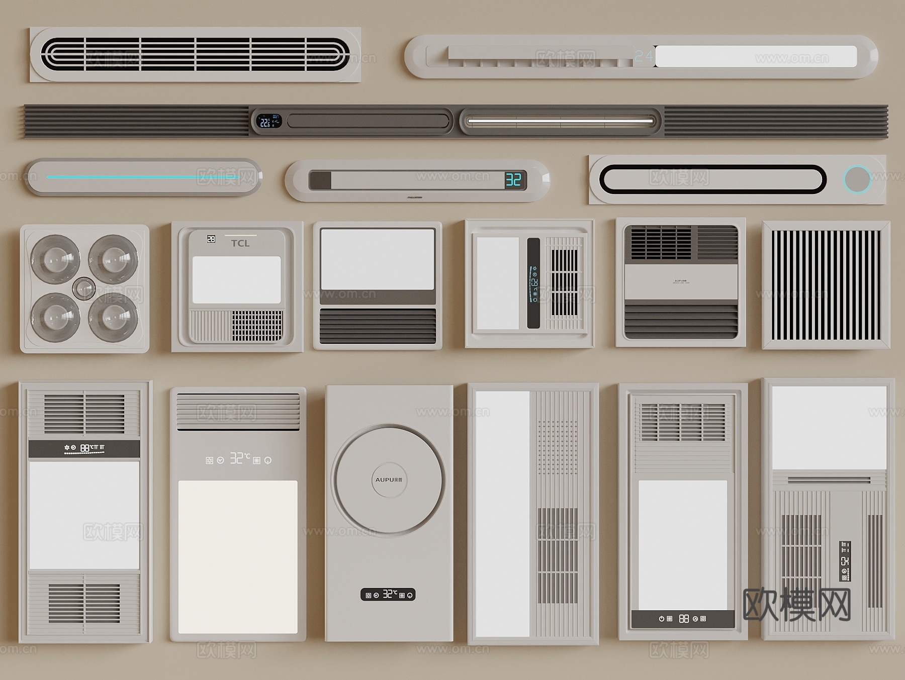 浴霸 线性浴霸 集成浴霸 排风取暖器 凉霸 排气扇3d模型