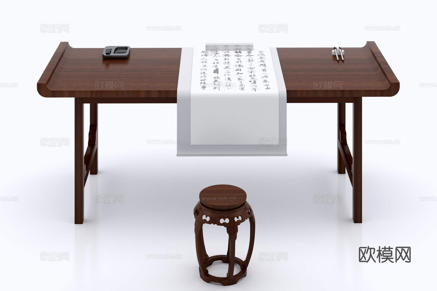 中式书法桌3d模型