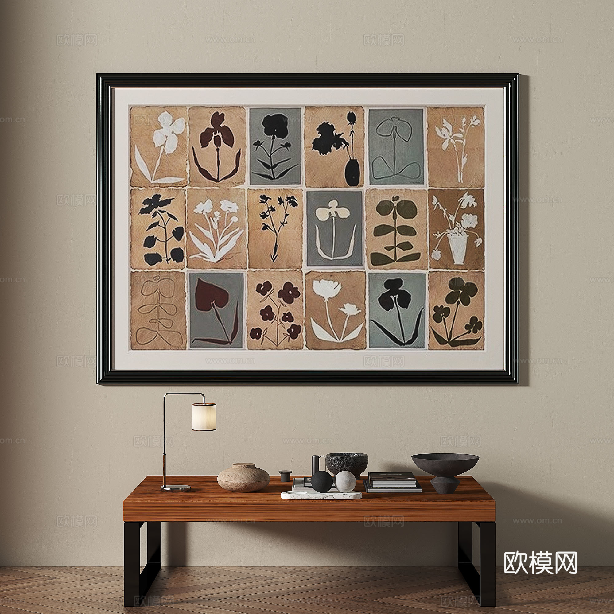 中古，复古，装饰画3d模型