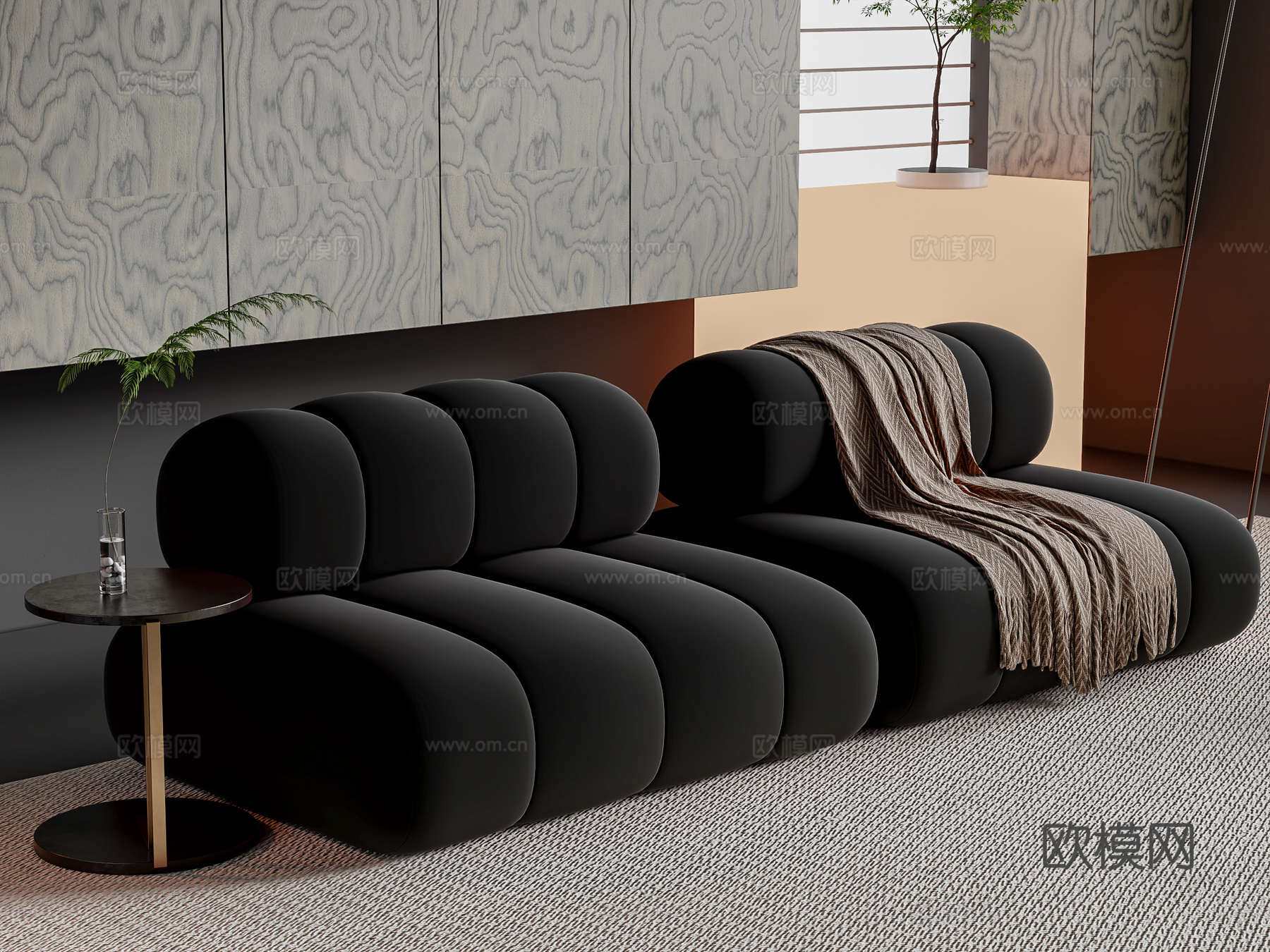 现代多人沙发su模型