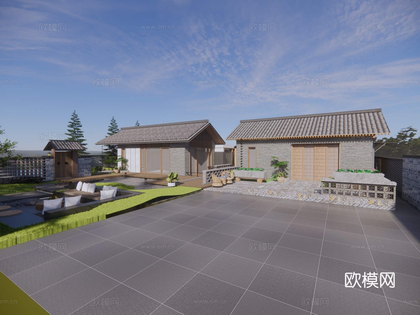 民宿建筑 平地民宿建筑su模型