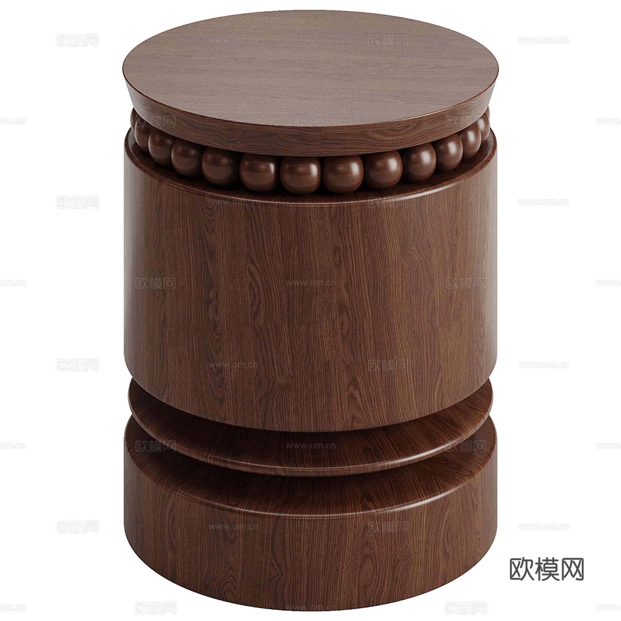 木质沙发凳 矮凳 圆凳su模型