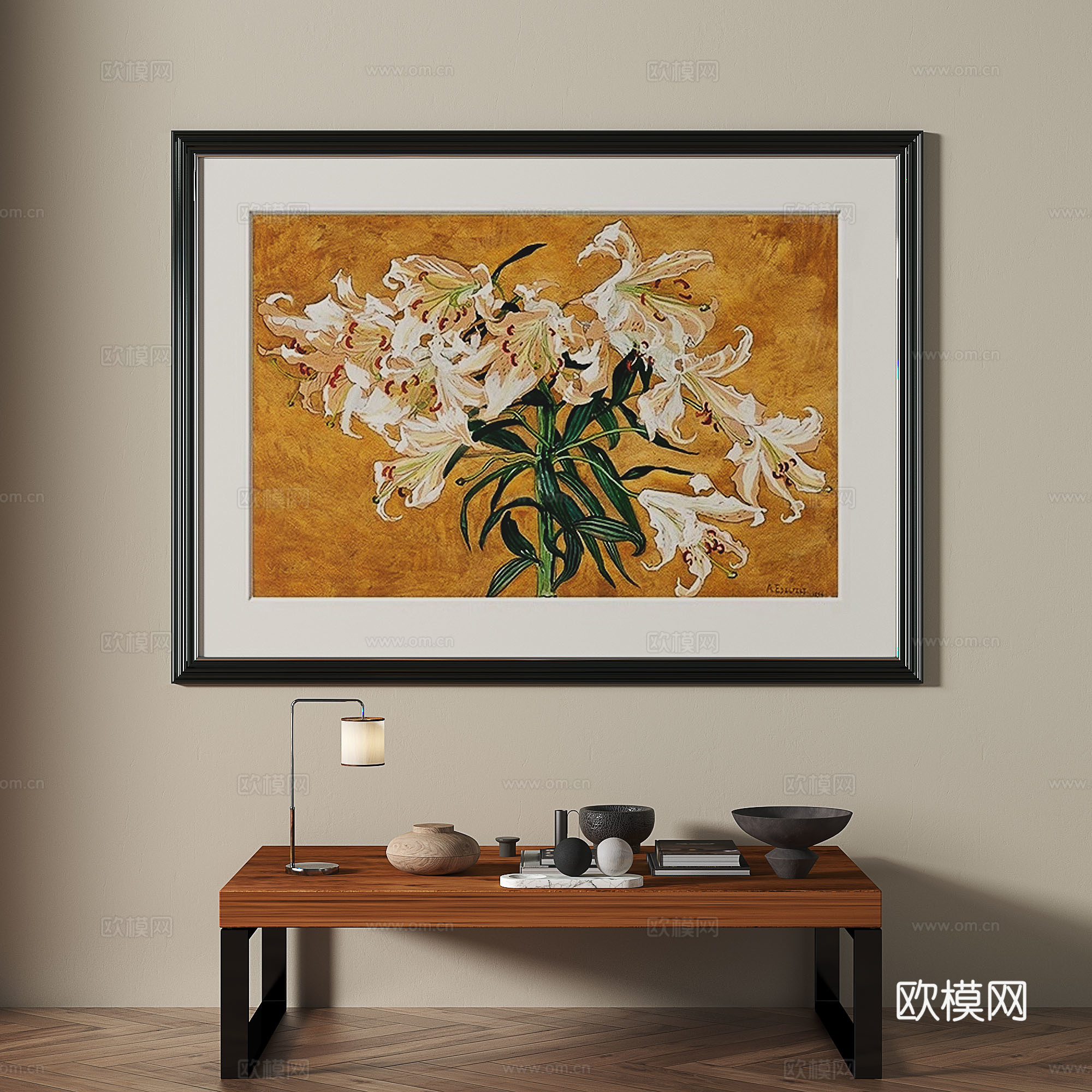 中古，复古，装饰画3d模型