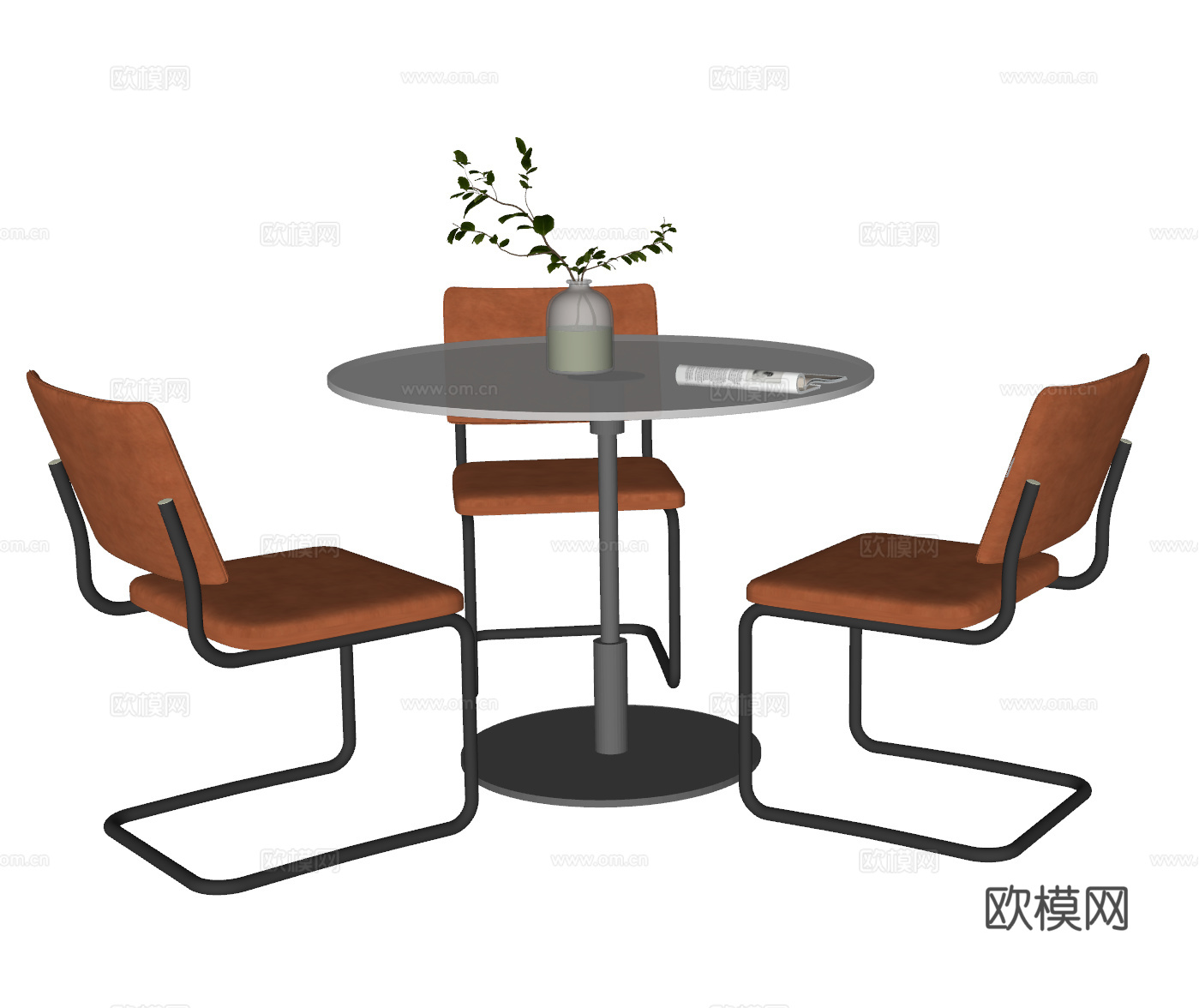 现代休闲桌椅 洽谈桌椅 咖啡店桌椅 椅子 圆桌椅 办公桌椅su模型