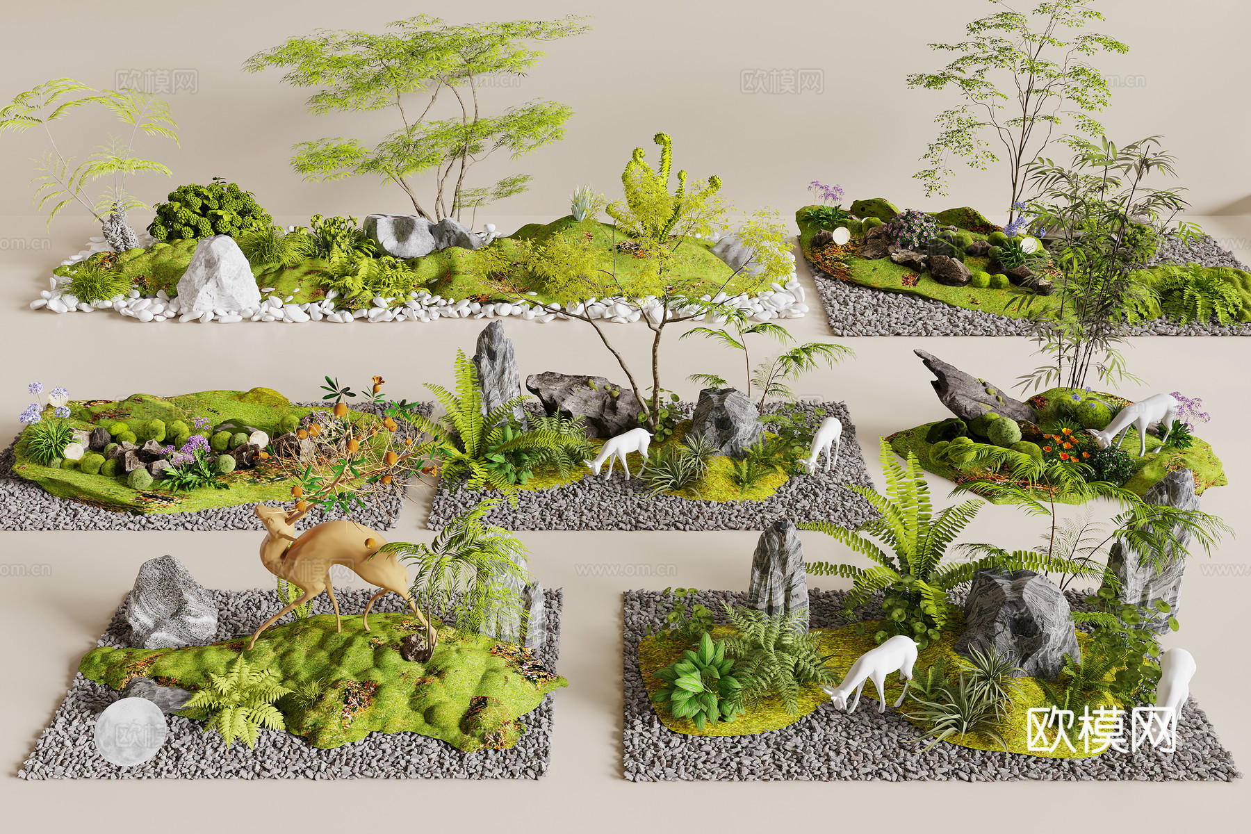 现代景观造景3d模型